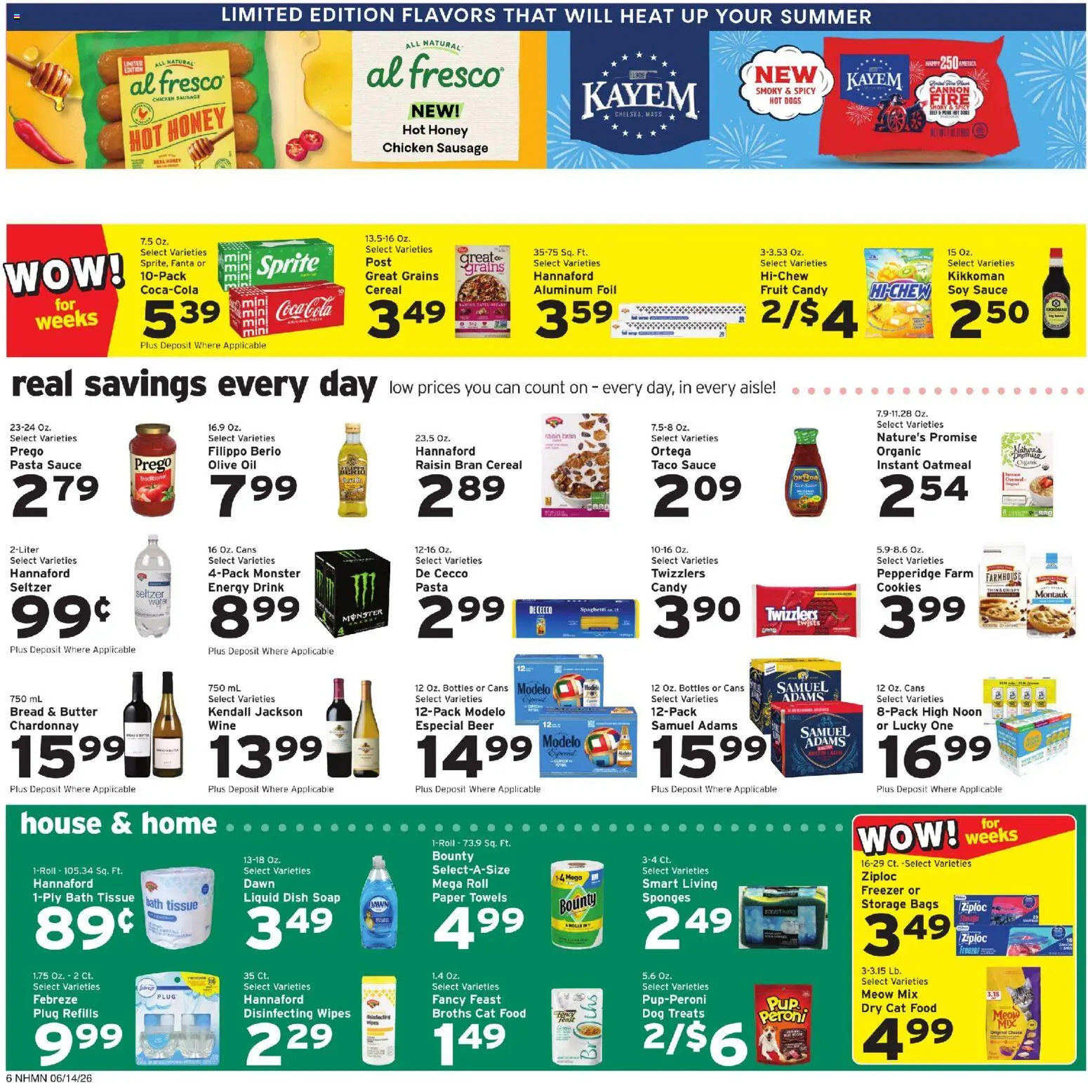 Hannaford Weekly Ad - valid from 14.06.2026 | Page: 6 | Products: Wine, Beer, Soap, Water
