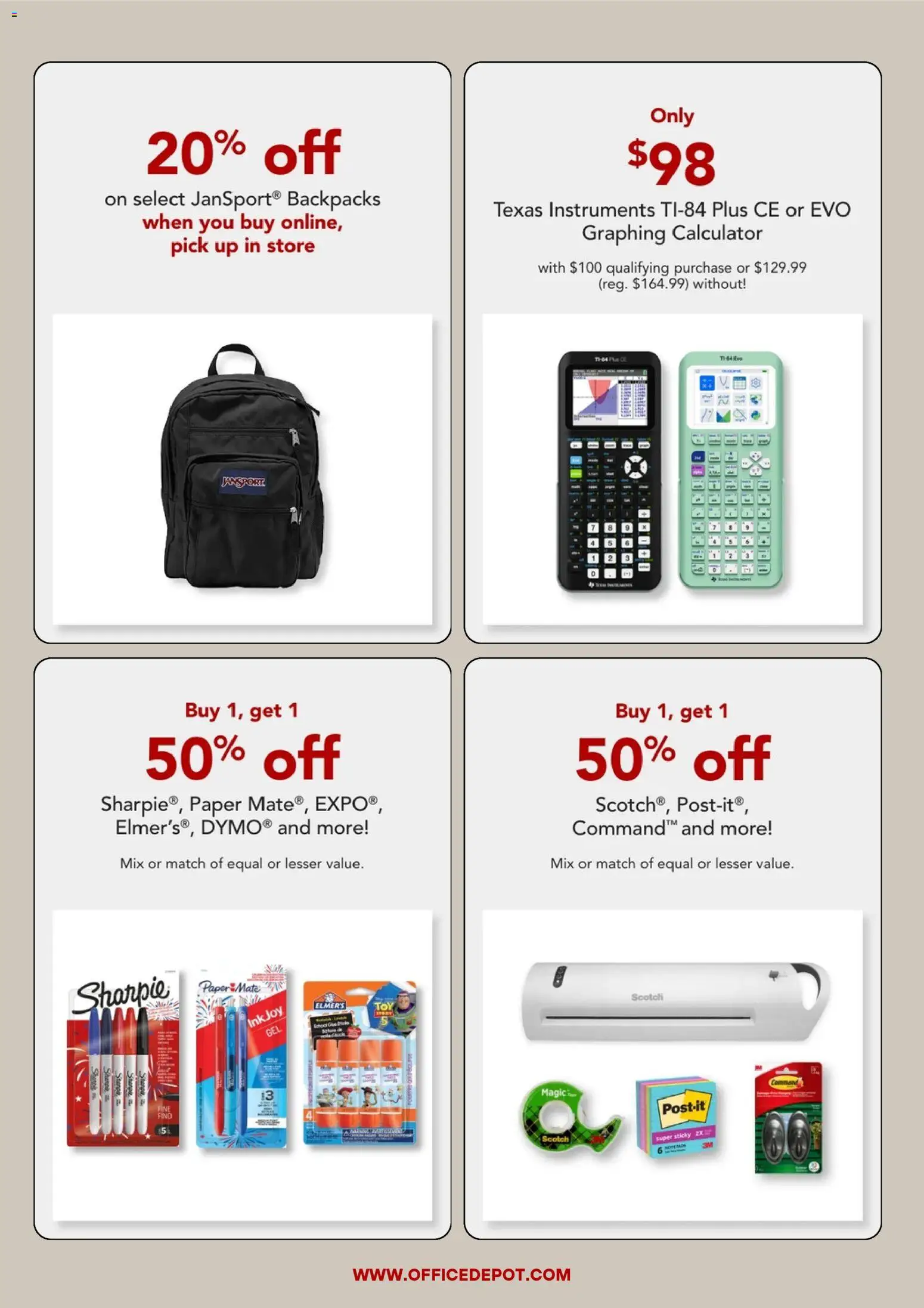 Office Depot Weekly Ad - valid from 07/06/2026 | Page: 4 | Products: Ink, Calculator