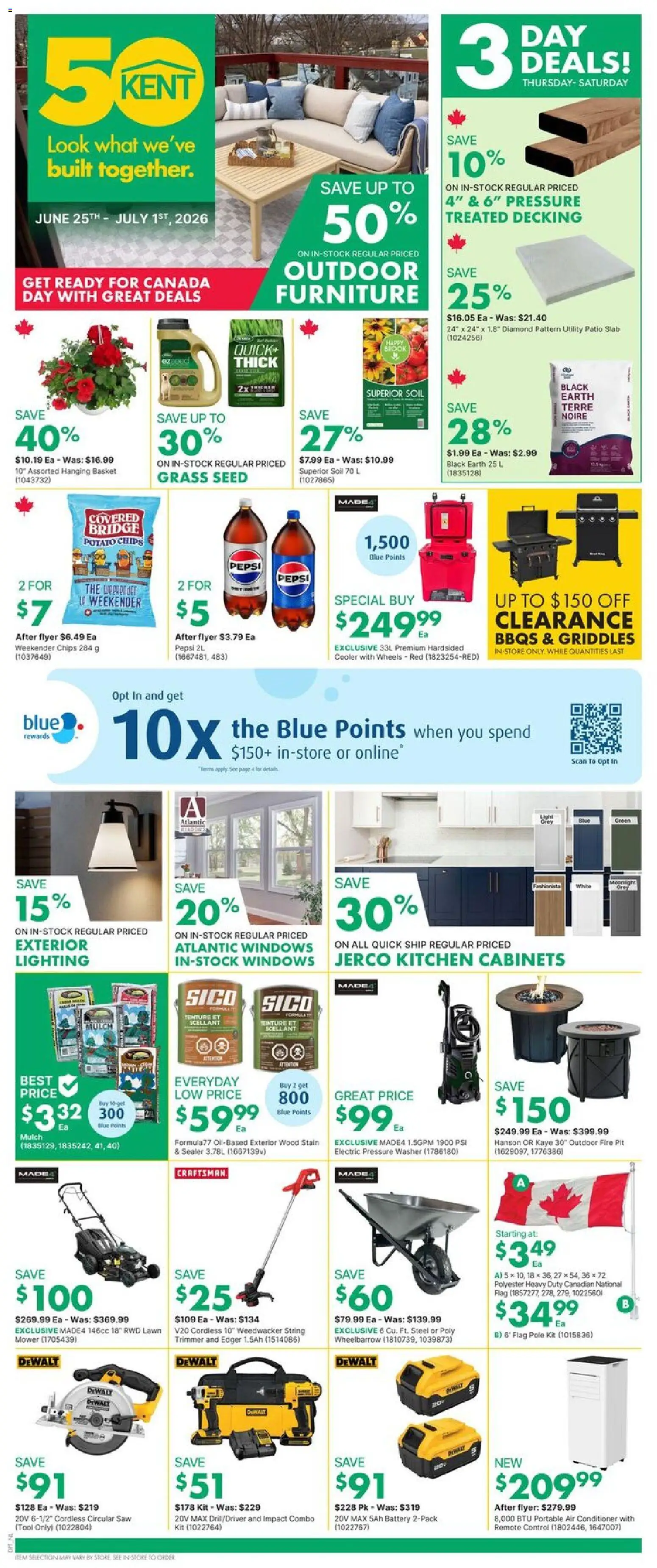 Kent flyer valid from Jun 25, 2026 | Page: 1 | Products: Chips, Mower, Conditioner, Battery