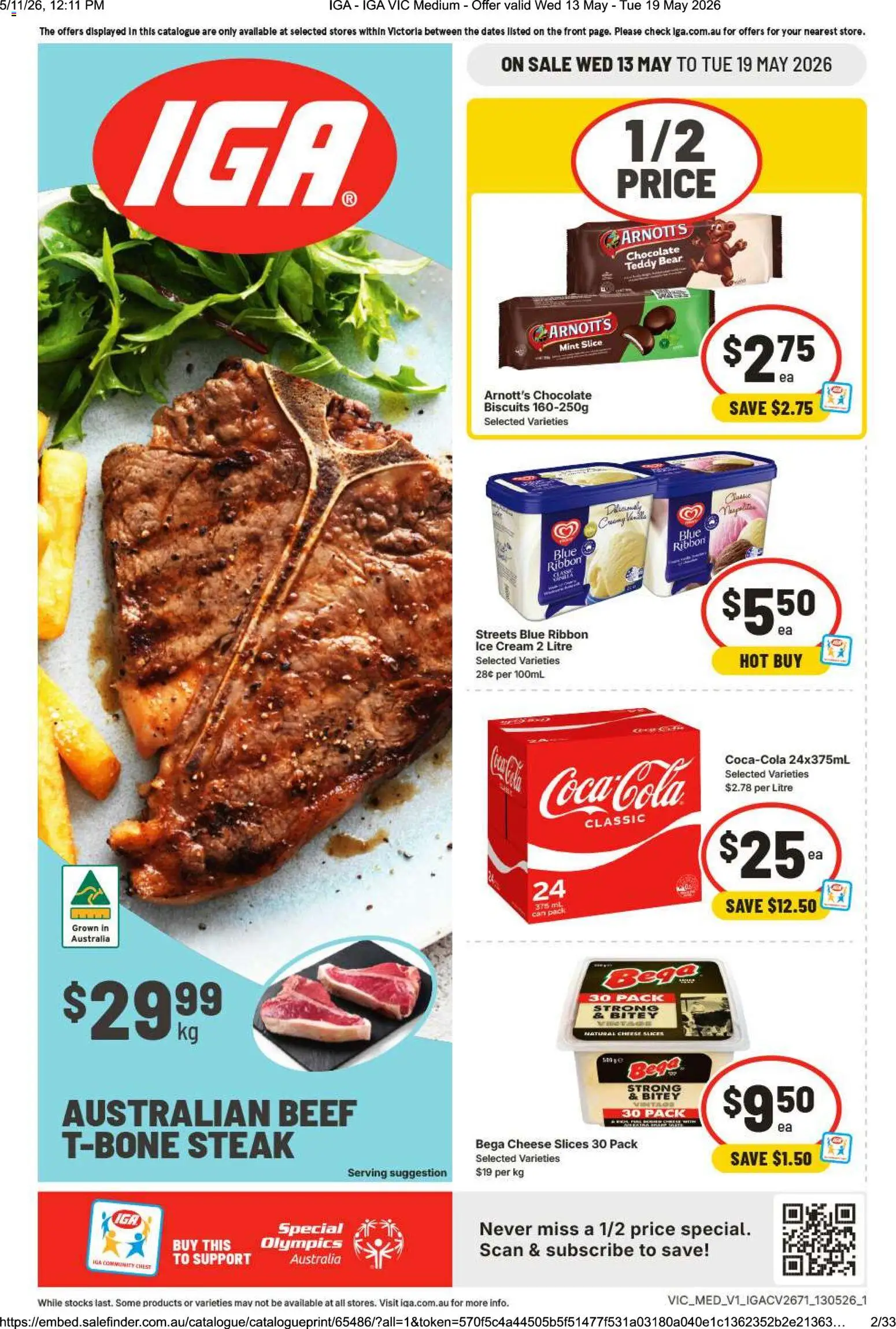 IGA catalogue - valid from 13.05.2026 | Page: 1 | Products: Chocolate, Beef, Cream, Steak