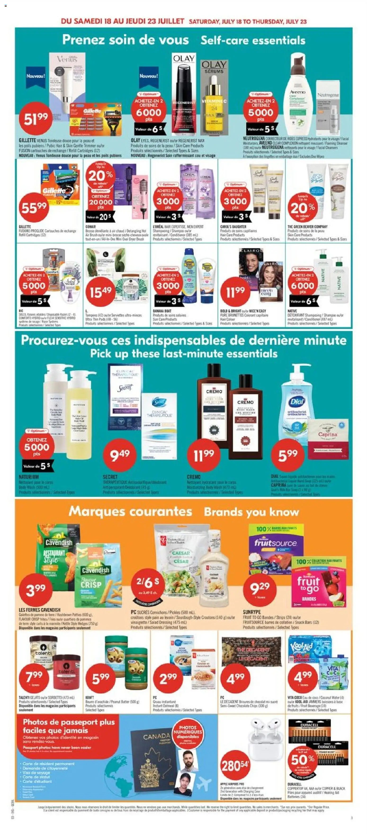 Pharmaprix flyer valid from Jul 17, 2026 | Page: 18 | Products: PC, Fries, Strips, Butter