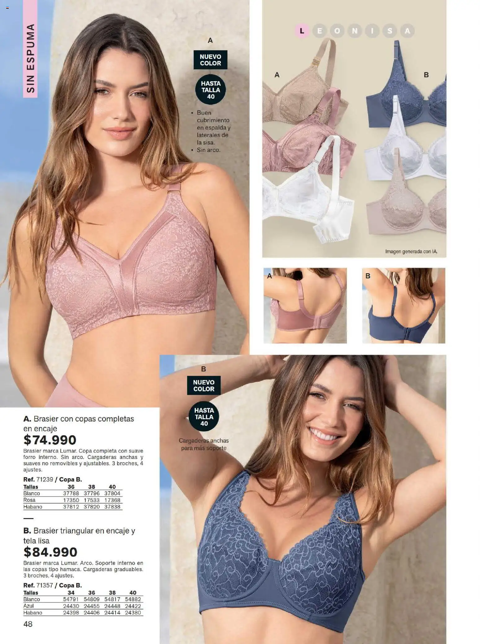 Leonisa revista - valida desde el 15/07/2026 | Página: 48 | Productos: Espuma, Brasier