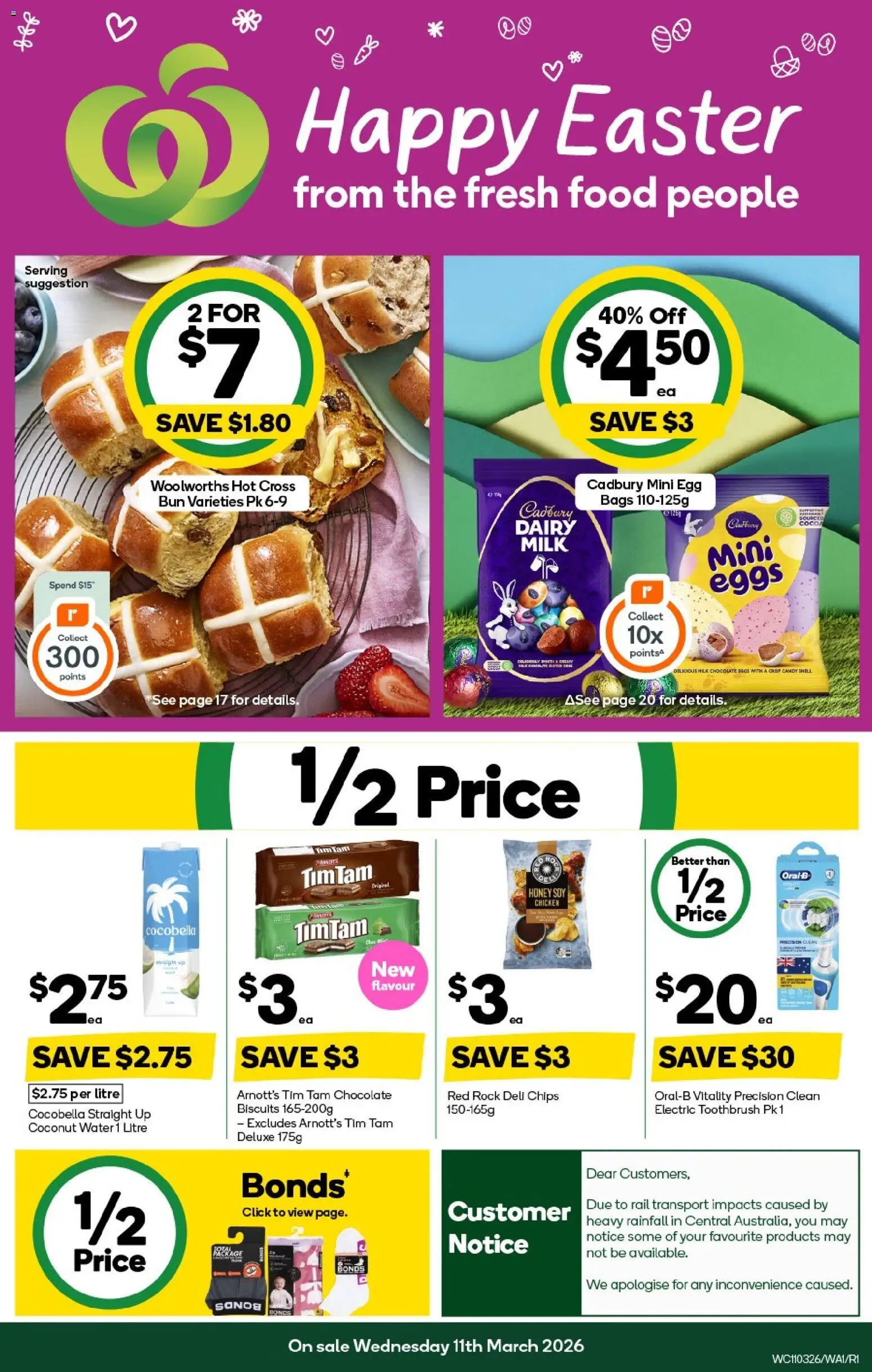 Woolworths catalogue - valid from 11.03.2026 | Page: 1 | Products: Eggs, Chocolate, Chicken, Electric toothbrush