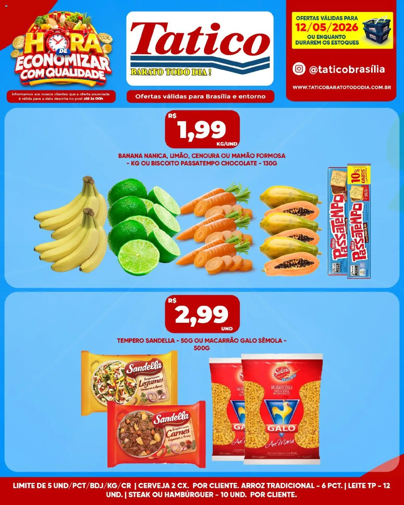 Tatico Folheto - válido de 12.05.2026 | Página: 2 | Produtos: Biscoito, Arroz, Hambúrguer, Mamão
