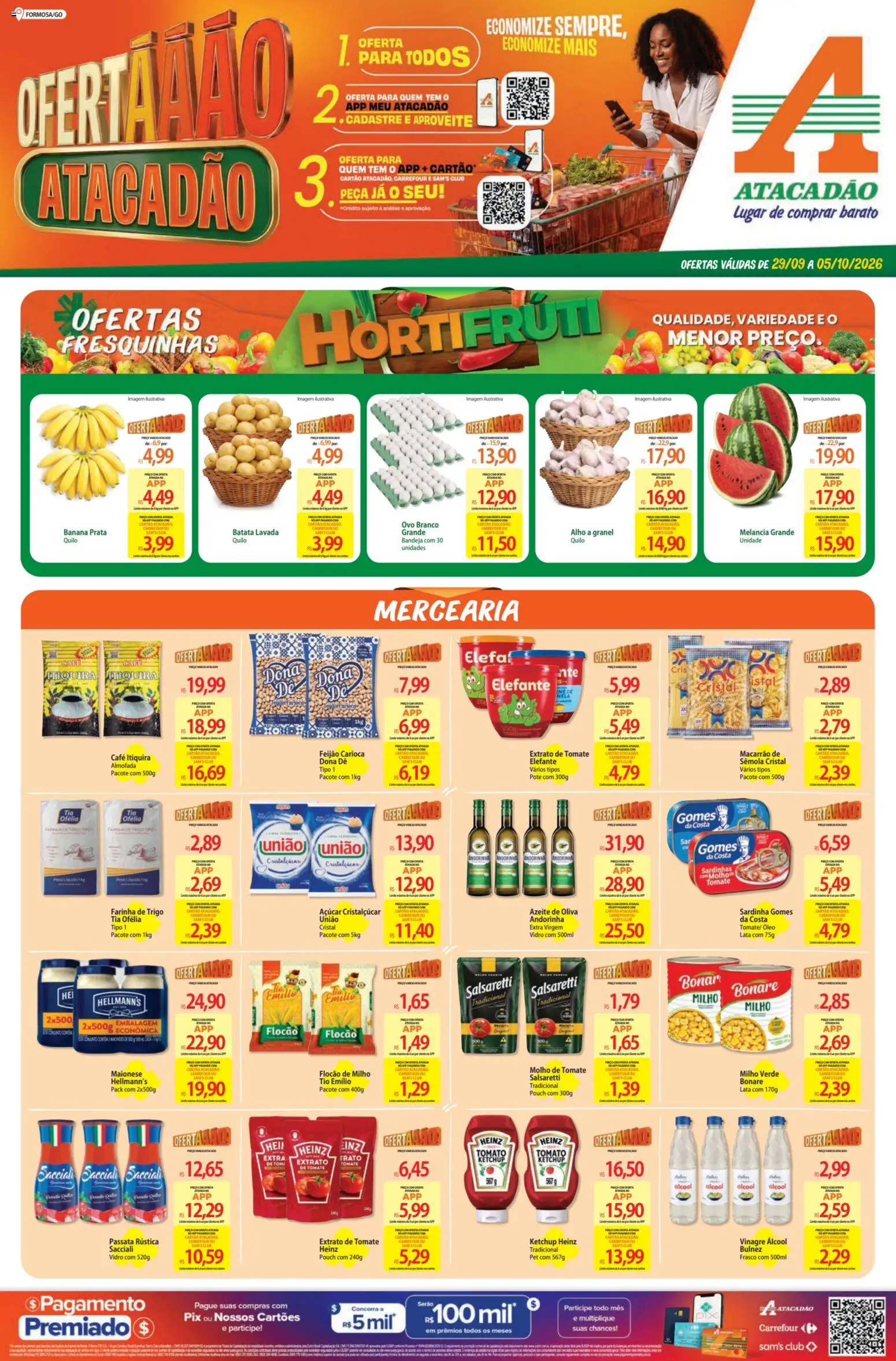Atacadão Folheto - válido de 29/09/2026 | Página: 1 | Produtos: Álcool, Milho verde, Farinha de trigo, Açúcar