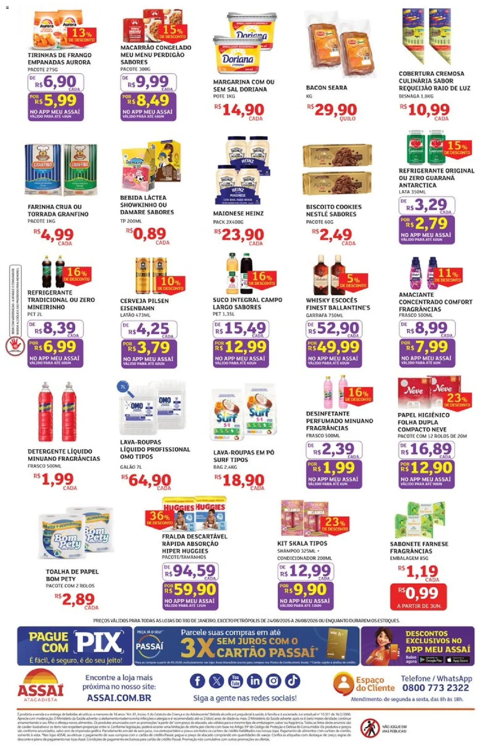 Assaí Atacadista Folheto - válido de 24/08/2026 | Página: 2 | Produtos: Pó, Farinha, Requeijão, Desinfetante