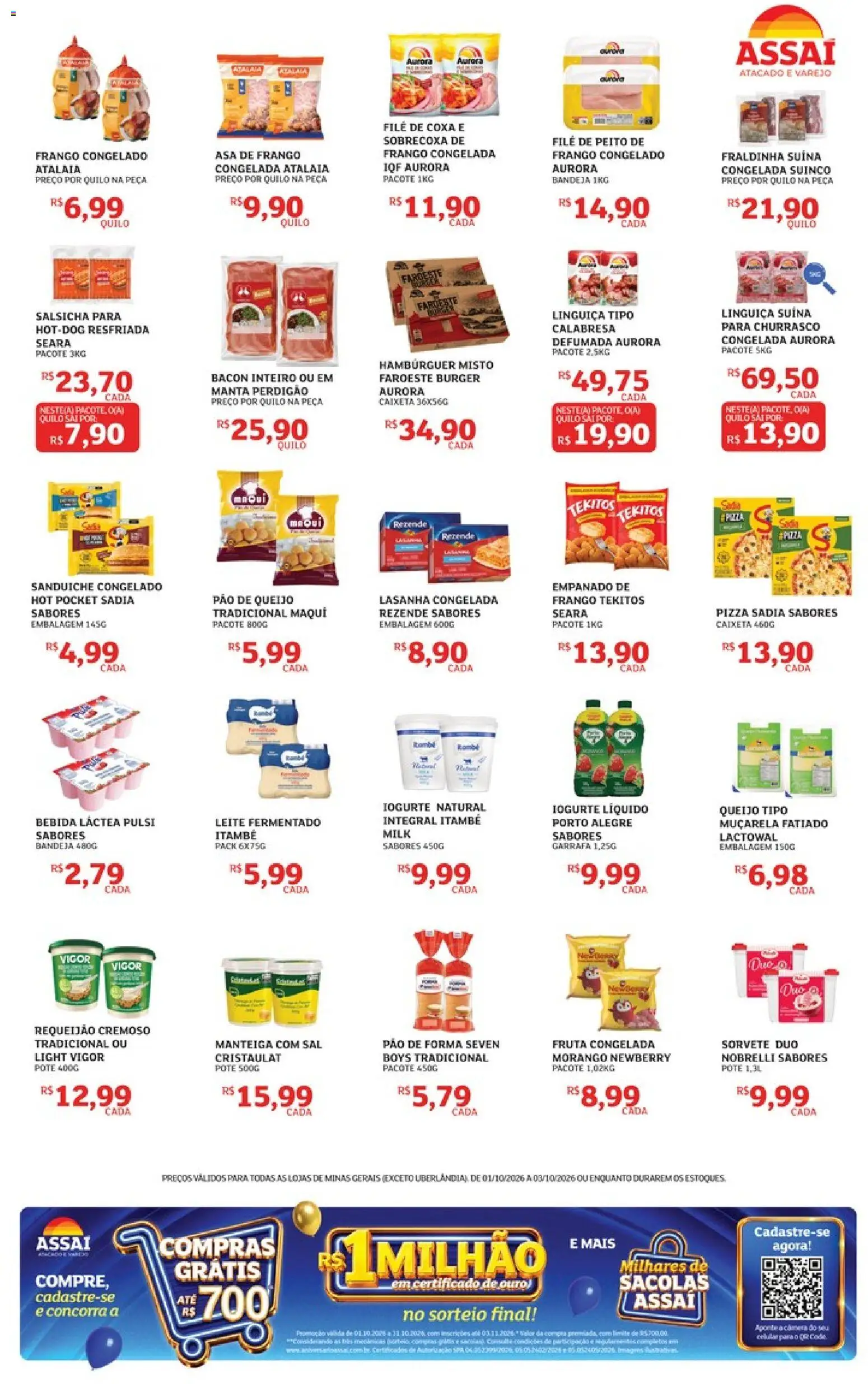 Assaí Atacadista Folheto - válido de 01/10/2026 | Página: 3 | Produtos: Pizza Rezende, Queijo, Bandeja, Frango