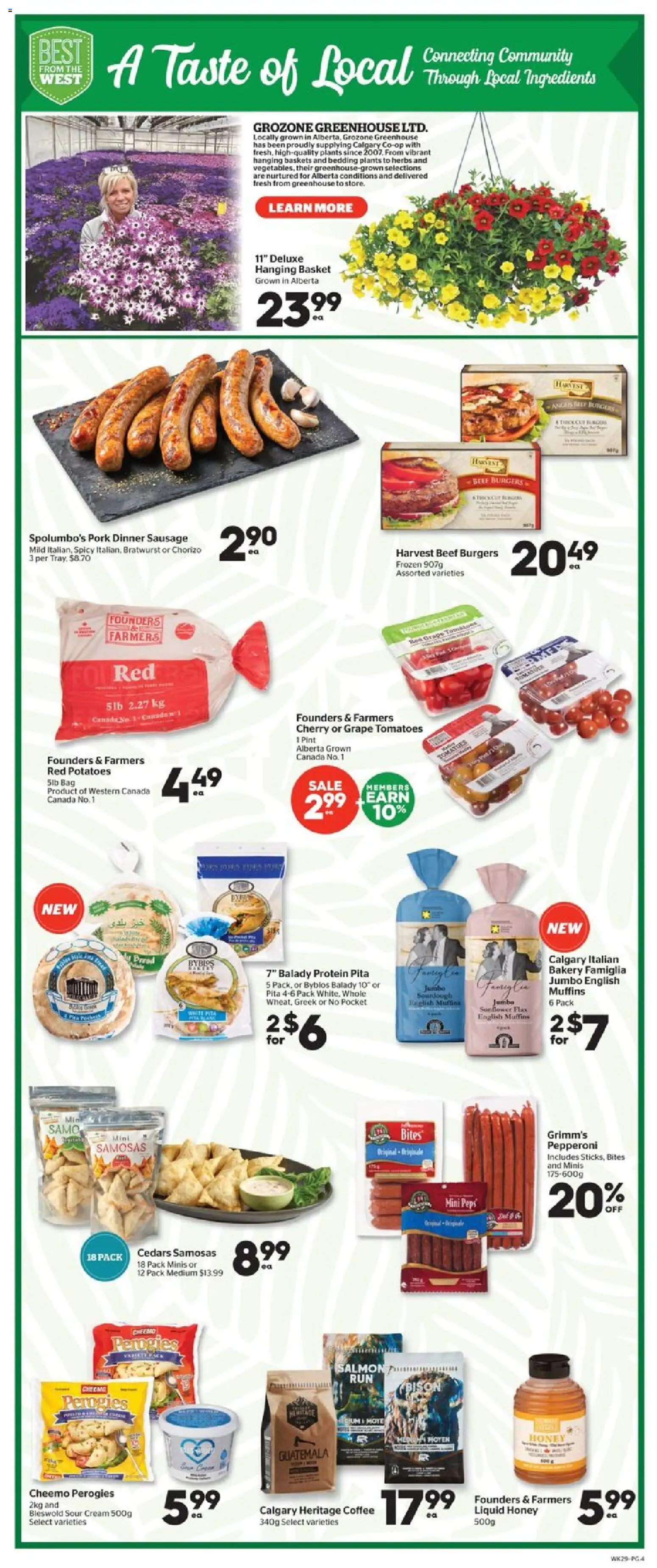 Calgary Co-op flyer valid from 21.05.2026 | Page: 4 | Products: Sour cream, Basket, Coffee, Tomatoes