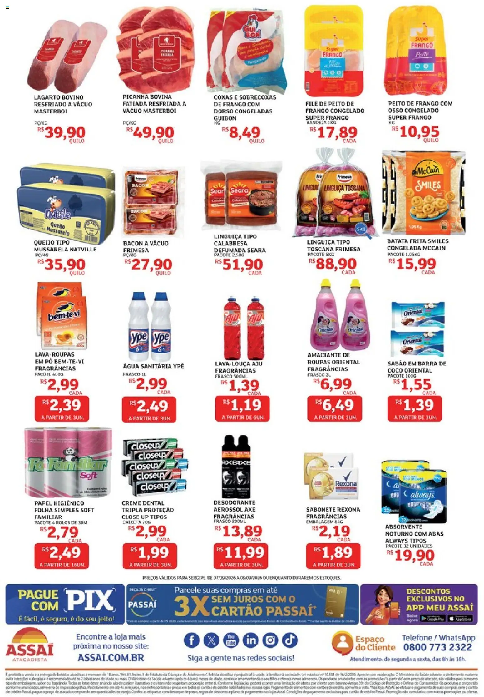 Assaí Atacadista Folheto - válido de 07/09/2026 | Página: 2 | Produtos: Coco, Linguiça, Sabonete, Peito de frango