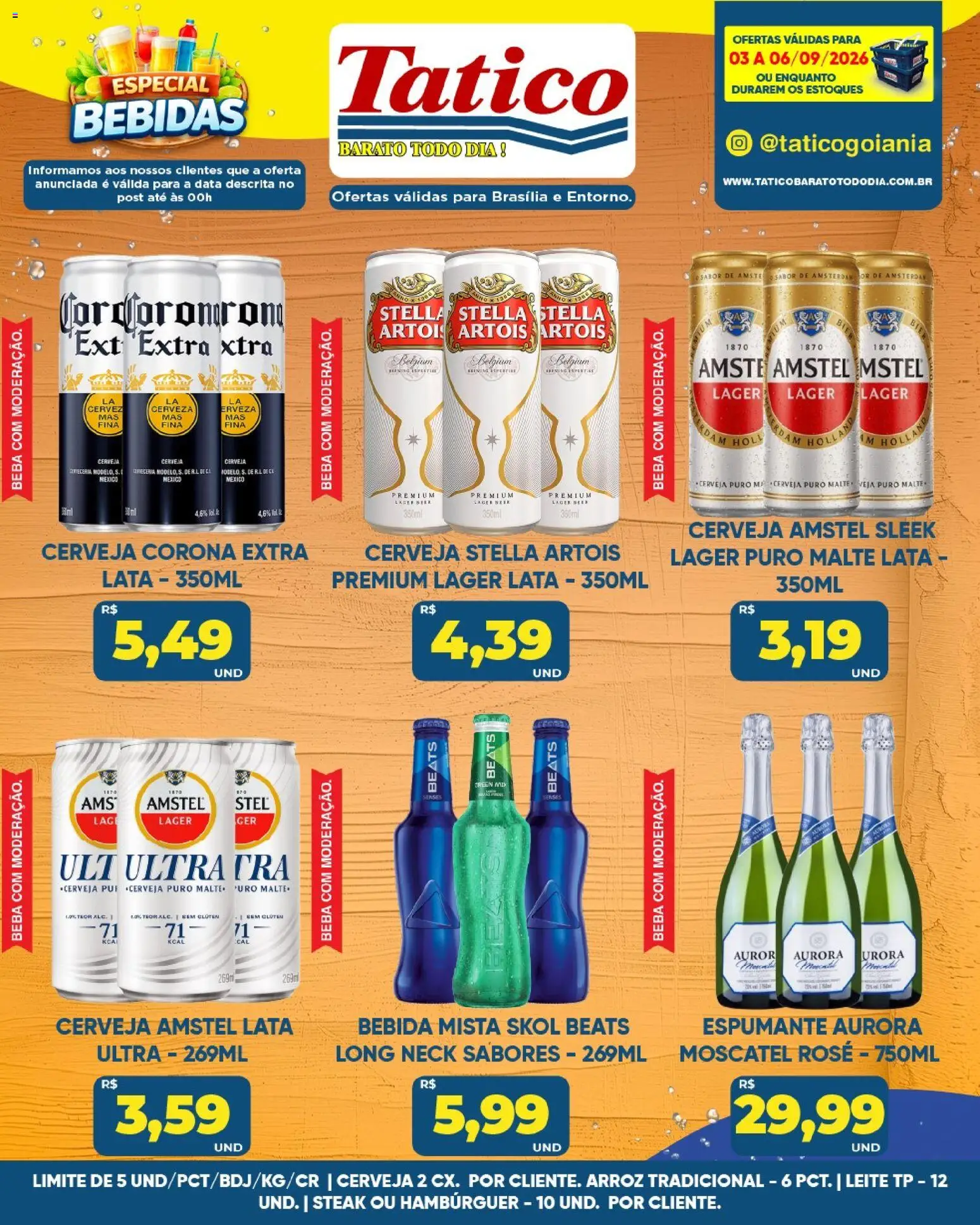 Tatico Folheto - válido de 03/09/2026 | Página: 28 | Produtos: Cerveja, Arroz, Hambúrguer, Bebida