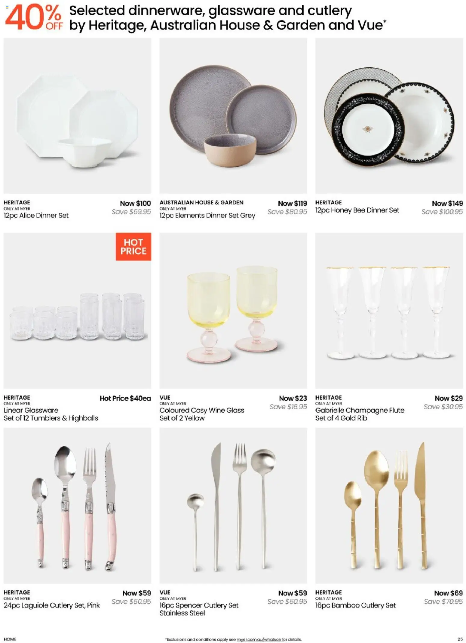 Myer catalogue - valid from 05.05.2026 | Page: 25 | Products: Dinner set, Glassware, Wine, Honey