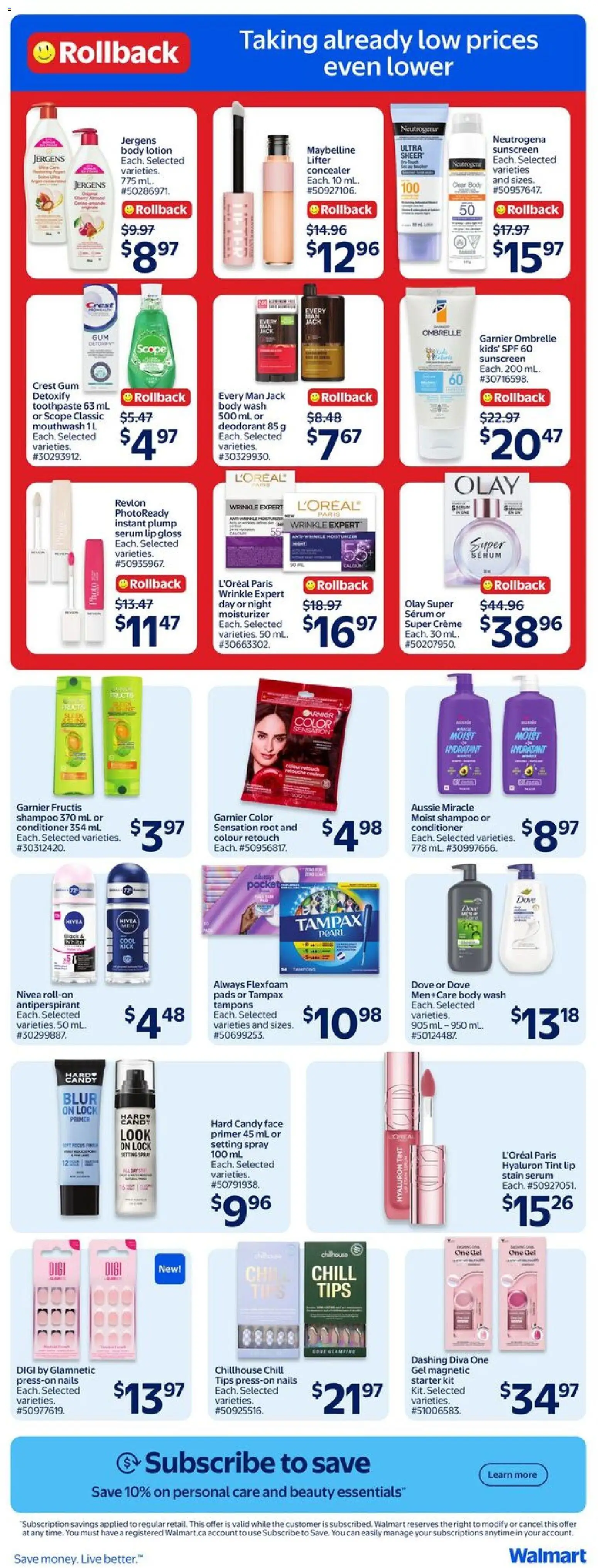 Walmart flyer valid from 07.05.2026 | Page: 20 | Products: Concealer, Lip gloss, Body wash, Toothpaste