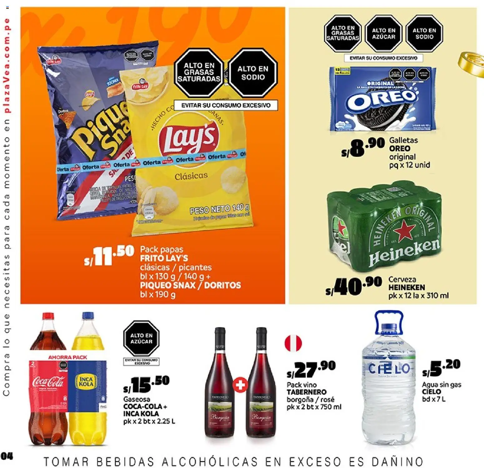Catálogo Plaza Vea válido desde 17/08/2026 | Página: 4 | Productos: Vino, Cerveza, Papas, Peso