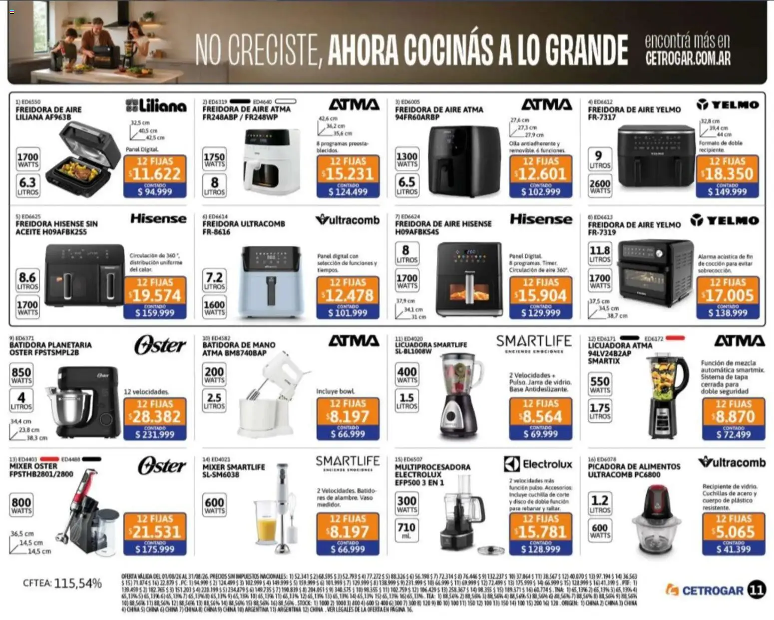 Cetrogar catálogo │ válido desde el 04/08/2026 | Página: 11 | Productos: Alarma, Batidora, Olla, Licuadora