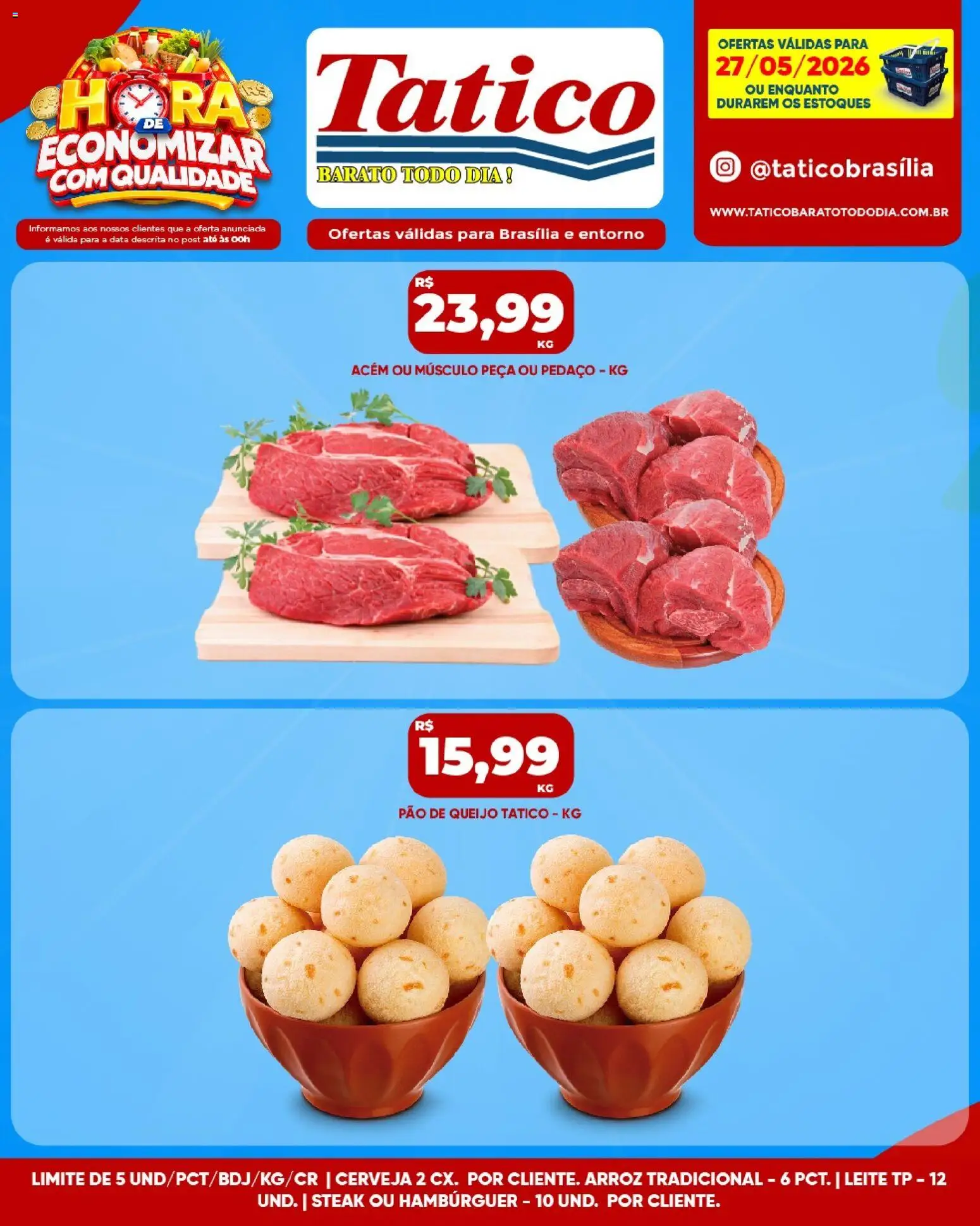 Tatico Folheto - válido de 27.05.2026 | Página: 14 | Produtos: Leite, Queijo, Arroz, Pão de queijo