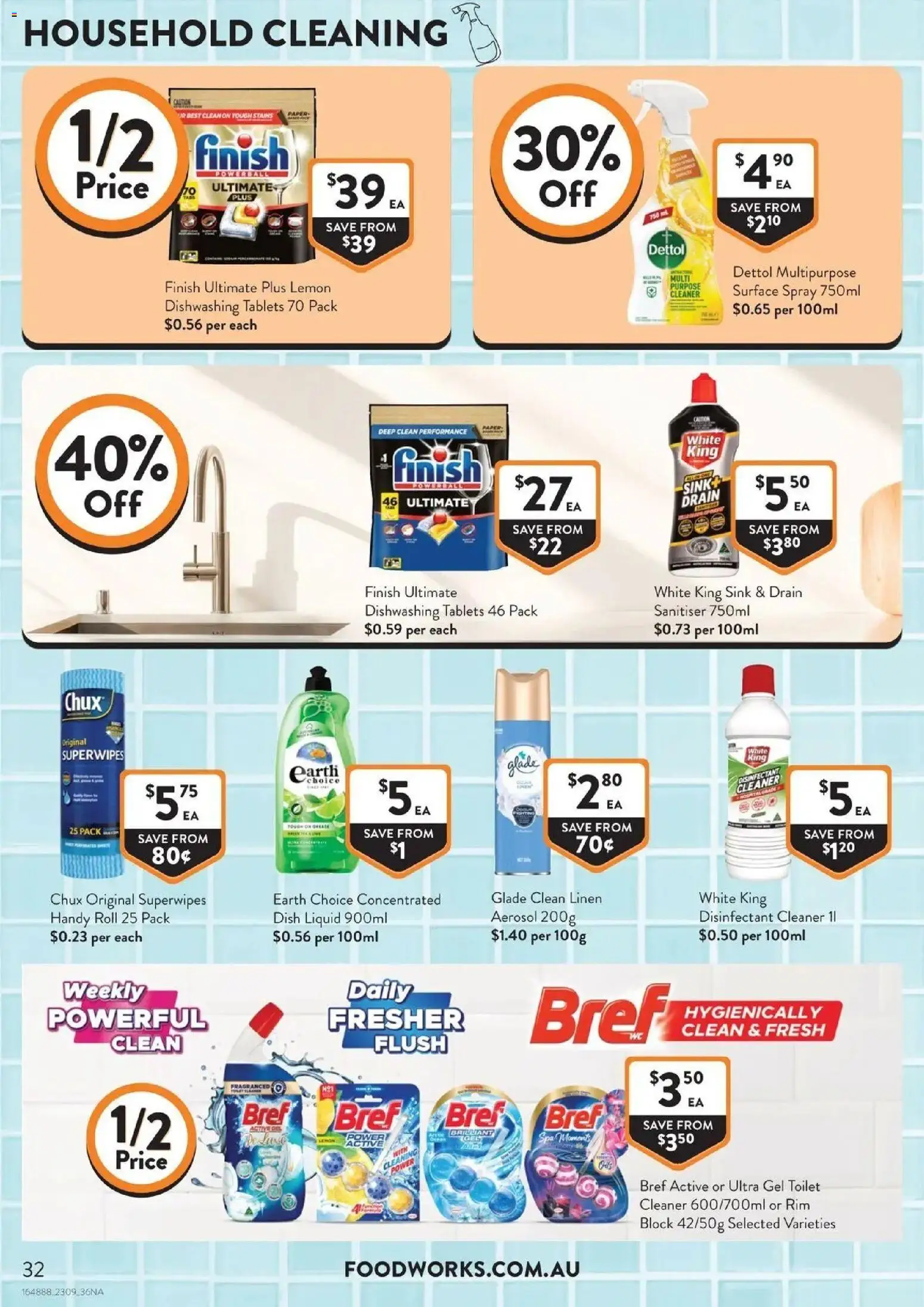Foodworks catalogue Estella - 23/09/2026 > weekly / monthly specials | Page: 32 | Products: Household, Linen, Cleaner, Tablets