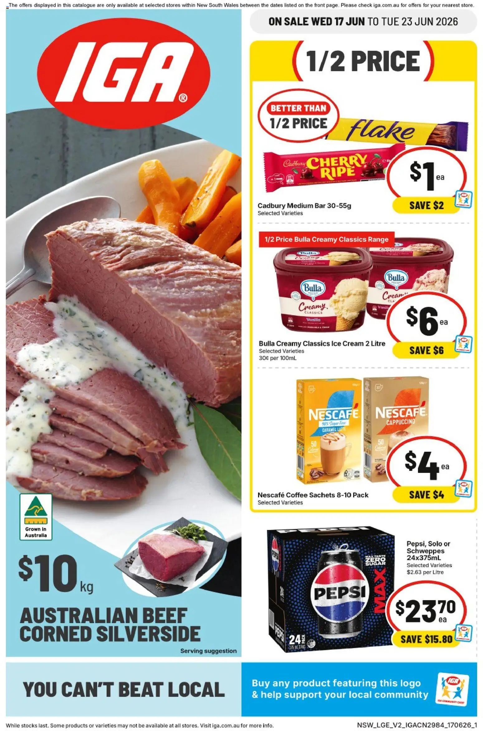 IGA catalogue - valid from 17.06.2026 | Page: 1 | Products: Coffee, Pepsi, Sugar, Nescafe