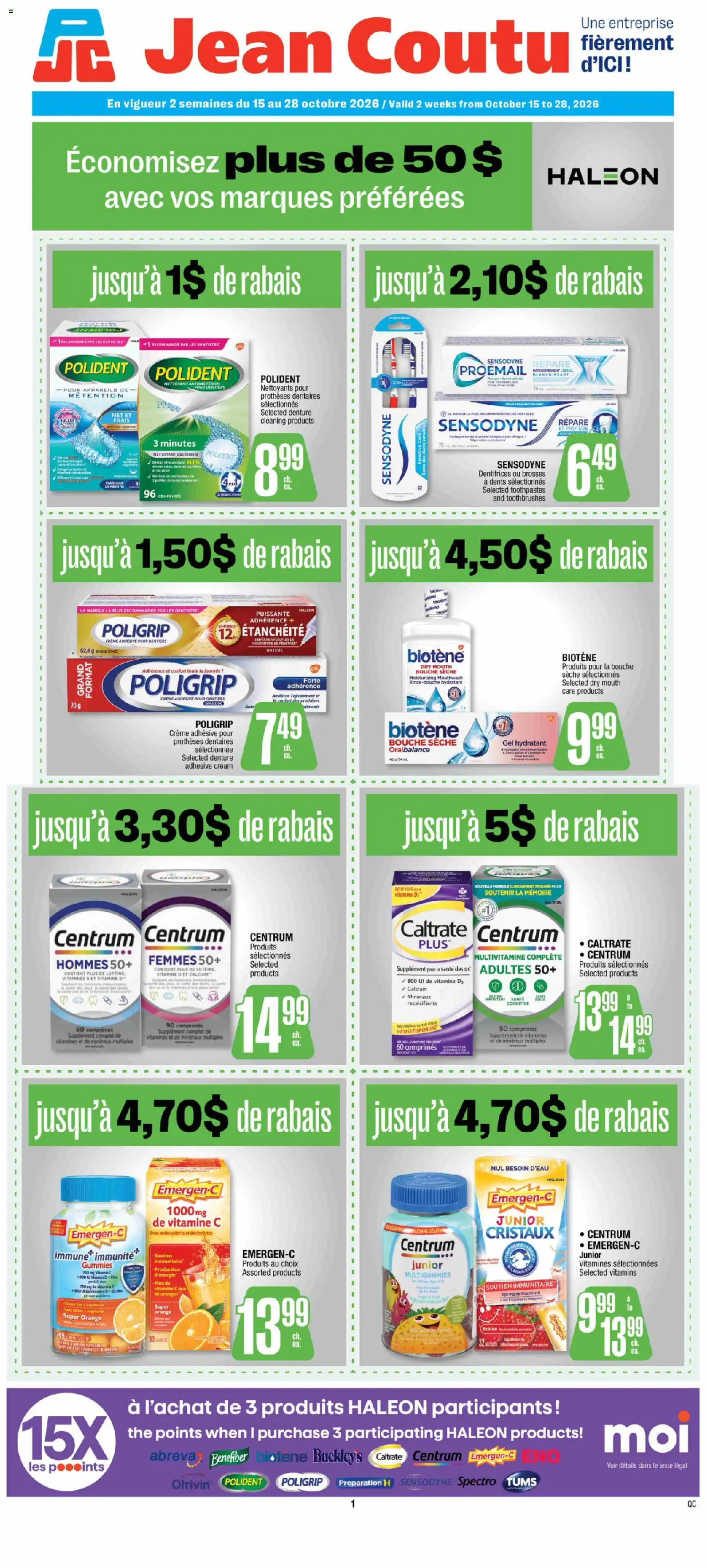 Jean Coutu flyer valid from Oct 15, 2026 | Page: 1