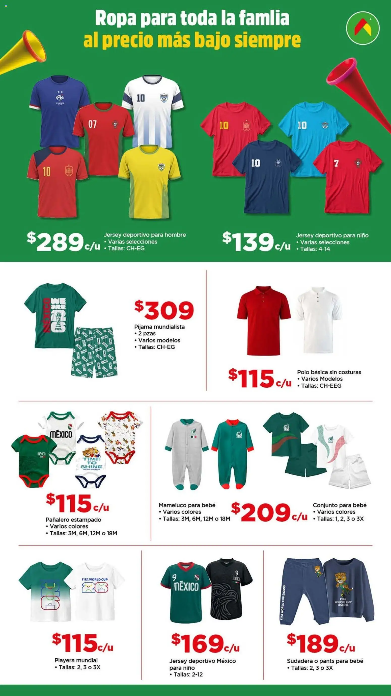 Nuevas ofertas de Bodega Aurrerá válidas en toda la República Mexicana desde el 05.06.2026. ¡Encuentra las mejores ofertas en Bodega Aurrerá folleto Golazo! | Página: 4 | Productos: Sudadera, Playera, Mameluco, Pants