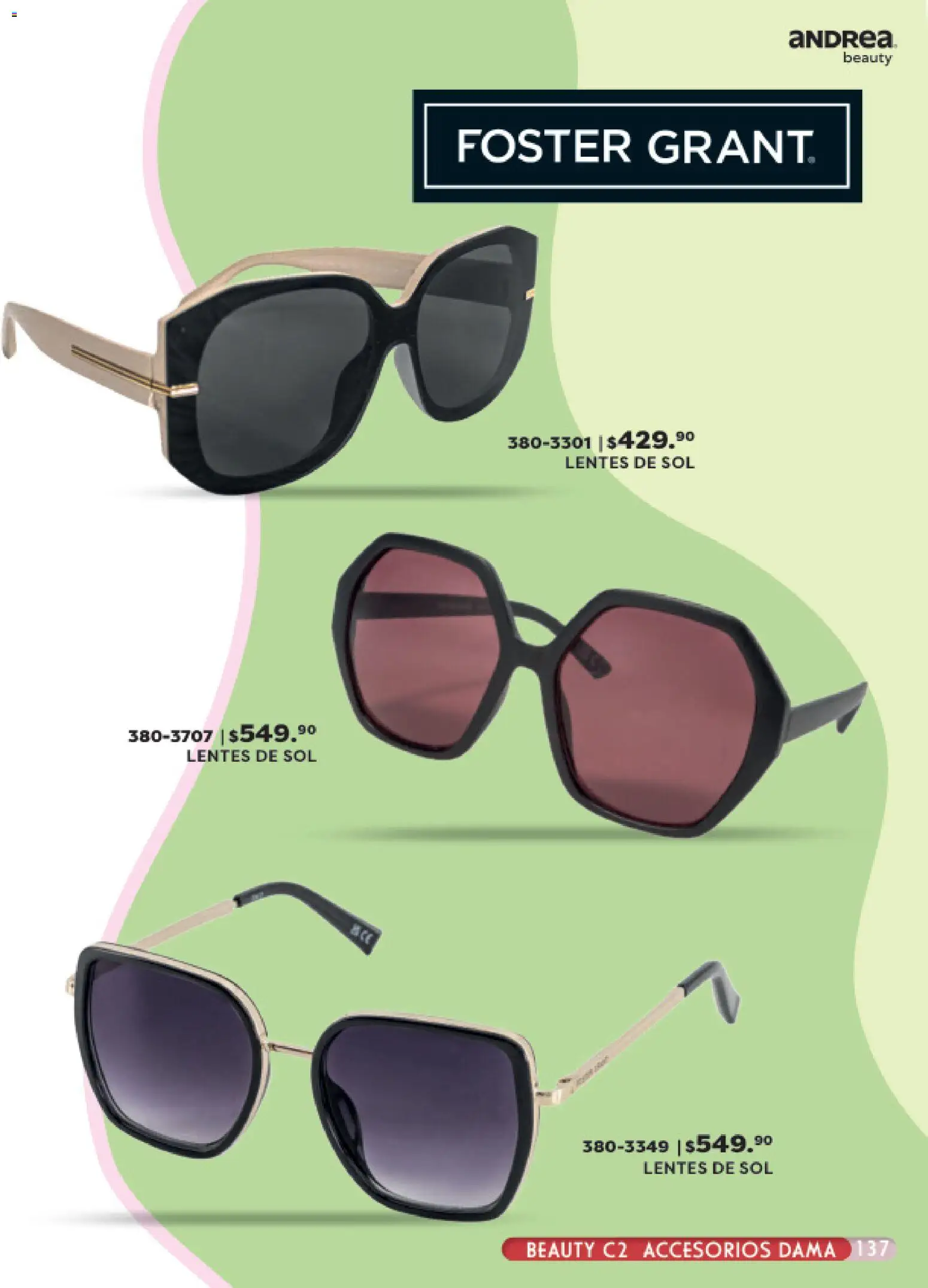 Nuevas ofertas de Andrea válidas en toda la República Mexicana desde el 24.05.2026. ¡Encuentra las mejores ofertas en Andrea catálogo Beauty! | Página: 137 | Productos: Lentes, Lentes de sol