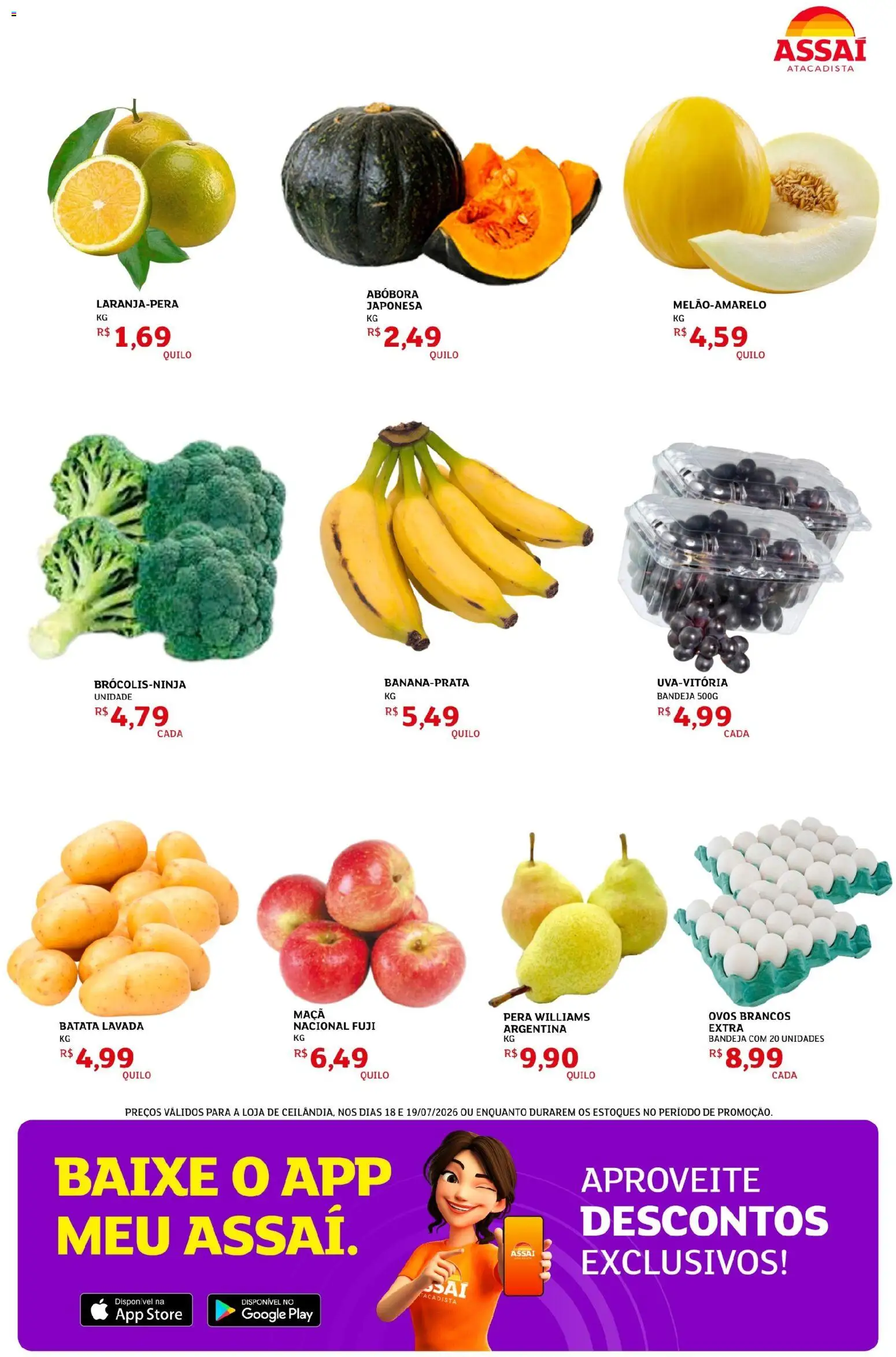 Assaí Atacadista Folheto - válido de 18/07/2026 | Página: 3 | Produtos: Pera, Abóbora, Ovos, Batata