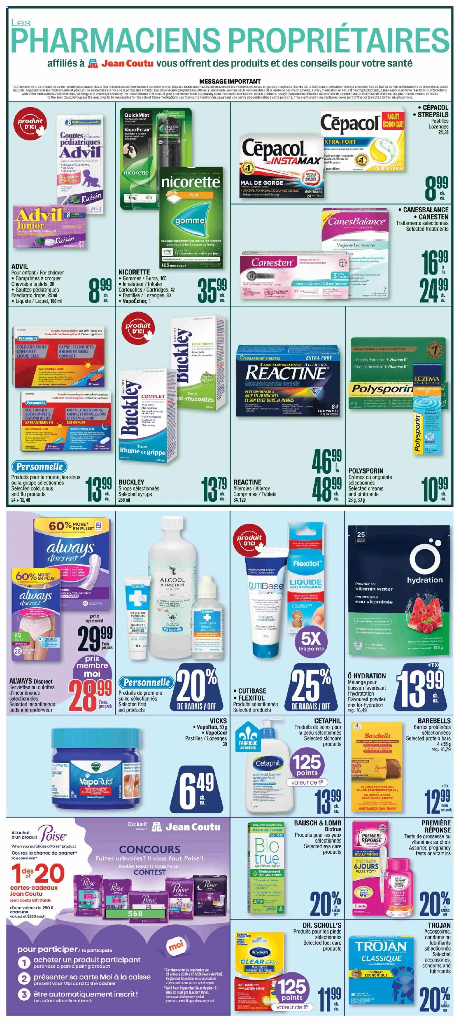 Jean Coutu flyer valid from Sep 24, 2026 | Page: 3 | Products: Fruit, Water, Condoms, Capsules