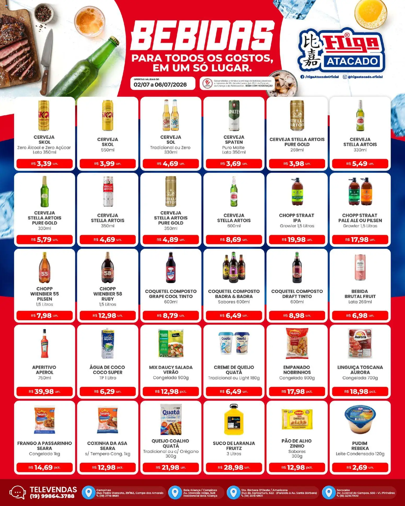 Higa Atacado Folheto - válido de 02/07/2026 | Página: 3 | Produtos: Alho, Cerveja, Salada, Açúcar