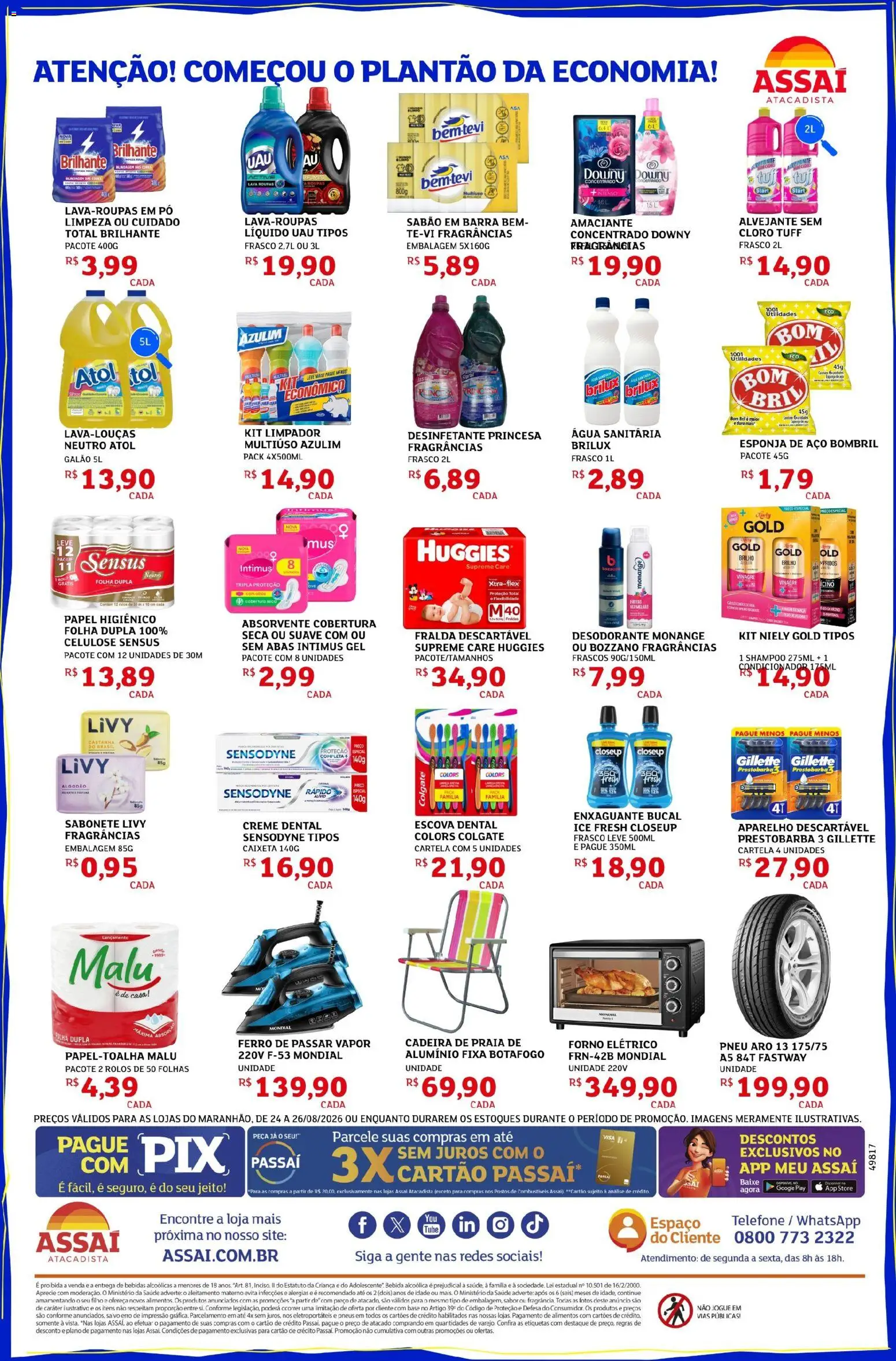 Assaí Atacadista Folheto - válido de 24/08/2026 | Página: 4 | Produtos: Sabão, Bebidas, Água, Bebida