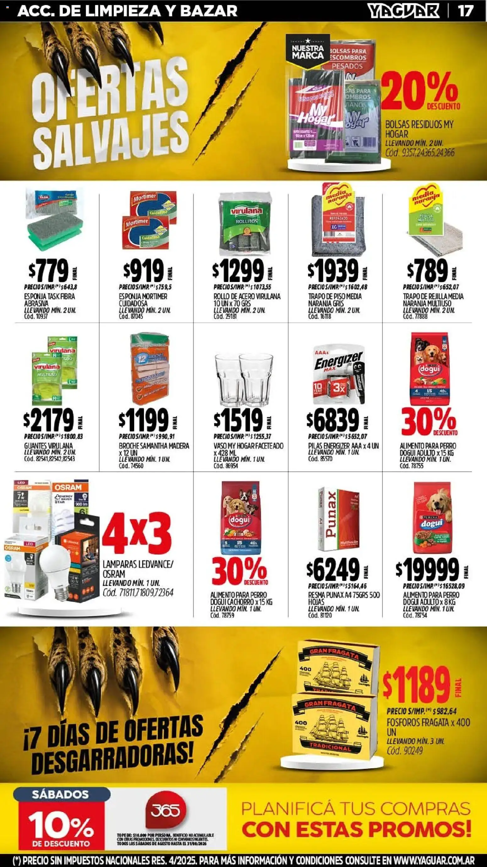 Yaguar - Oferta Semanal Santa Fé │ válido desde el 03/08/2026 | Página: 18 | Productos: Trapo de piso, Fósforos, Rejilla, Guantes