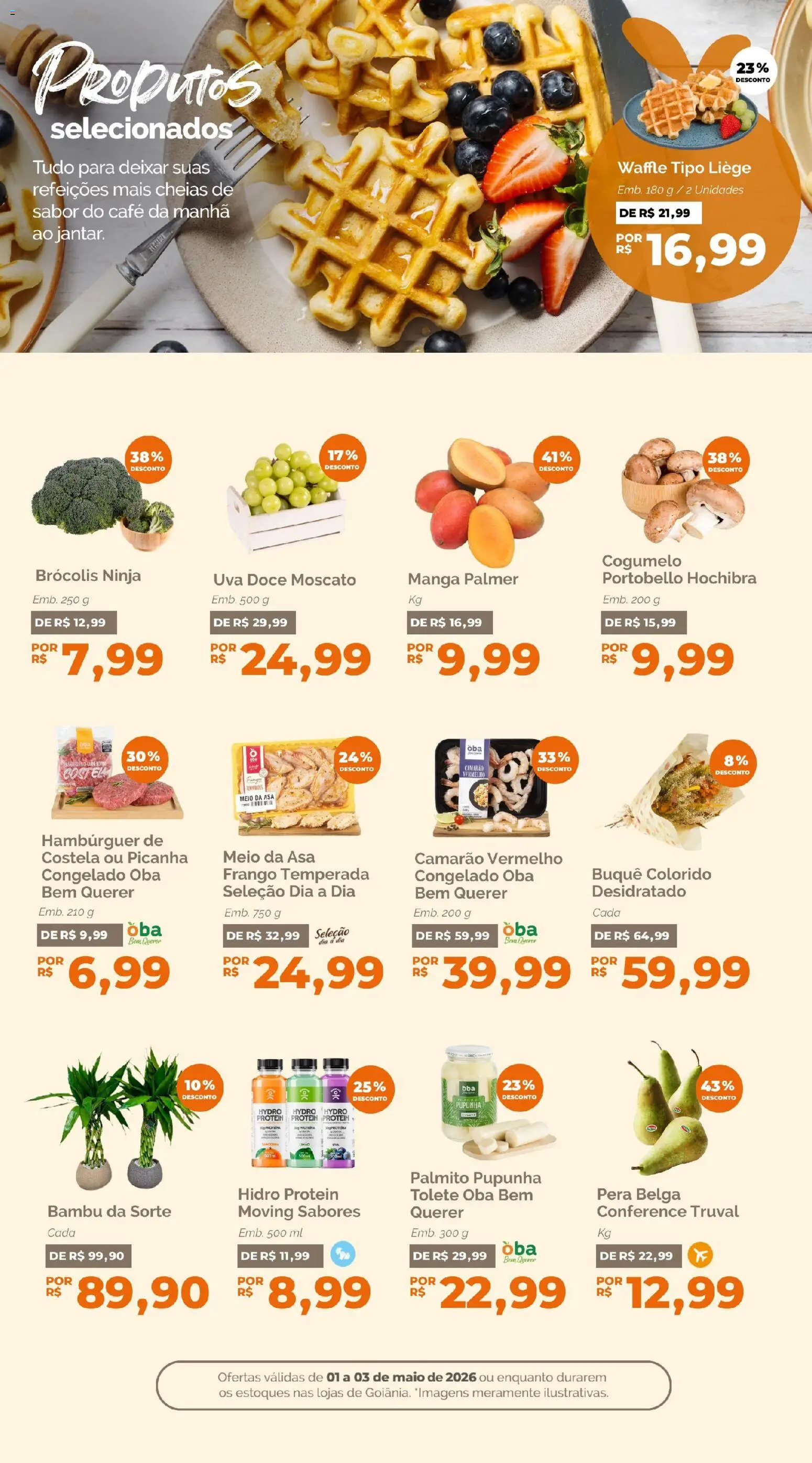Oba Hortifruti Folheto - válido de 01.05.2026 | Página: 4 | Produtos: Pera, Cogumelo, Picanha, Camarão