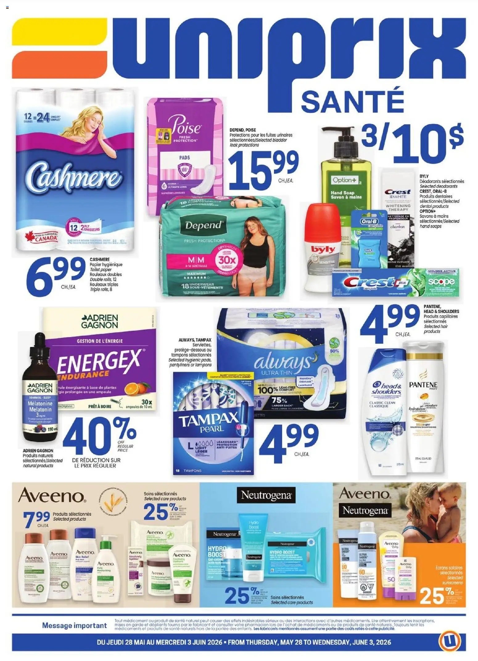 Uniprix flyer valid from 28.05.2026 | Page: 1 | Products: Soap, Underwear