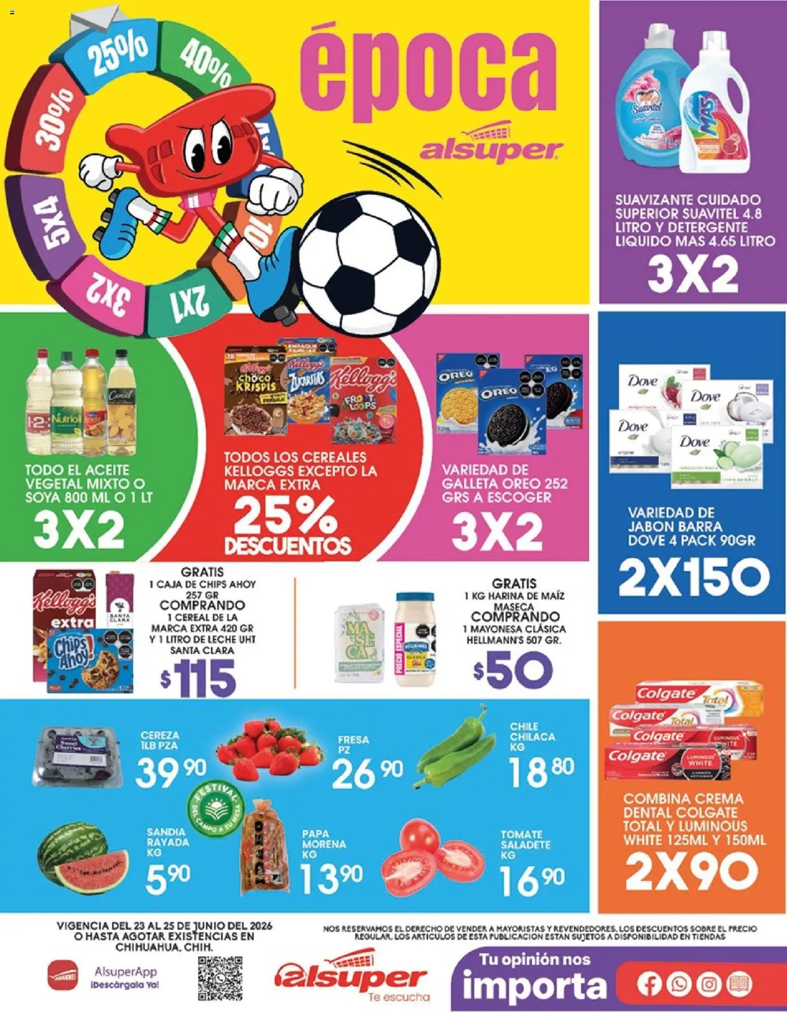 Nuevas ofertas de Alsuper válidas en toda la República Mexicana desde el 23/06/2026. ¡Encuentra las mejores ofertas en Alsuper folleto! | Página: 1 | Productos: Detergente, Leche, Aceite, Jabón