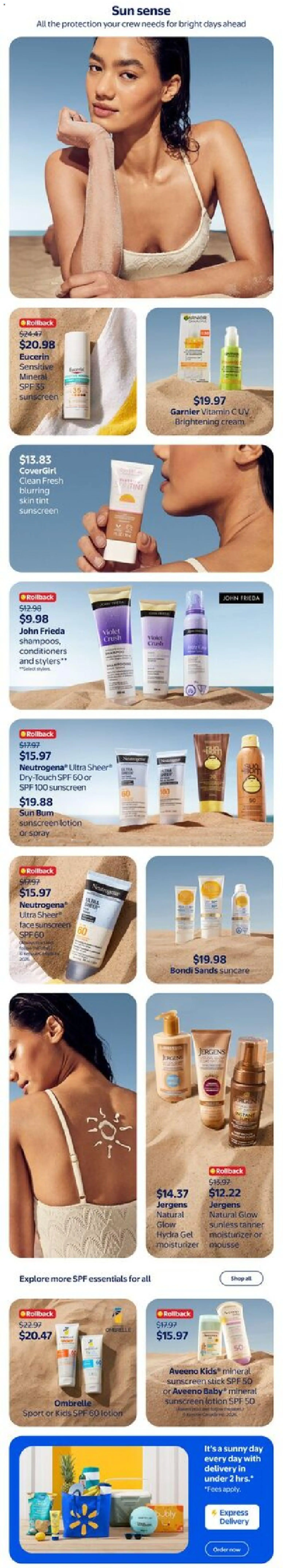 Walmart flyer valid from 07.05.2026 | Page: 5 | Products: Cream, Sunscreen