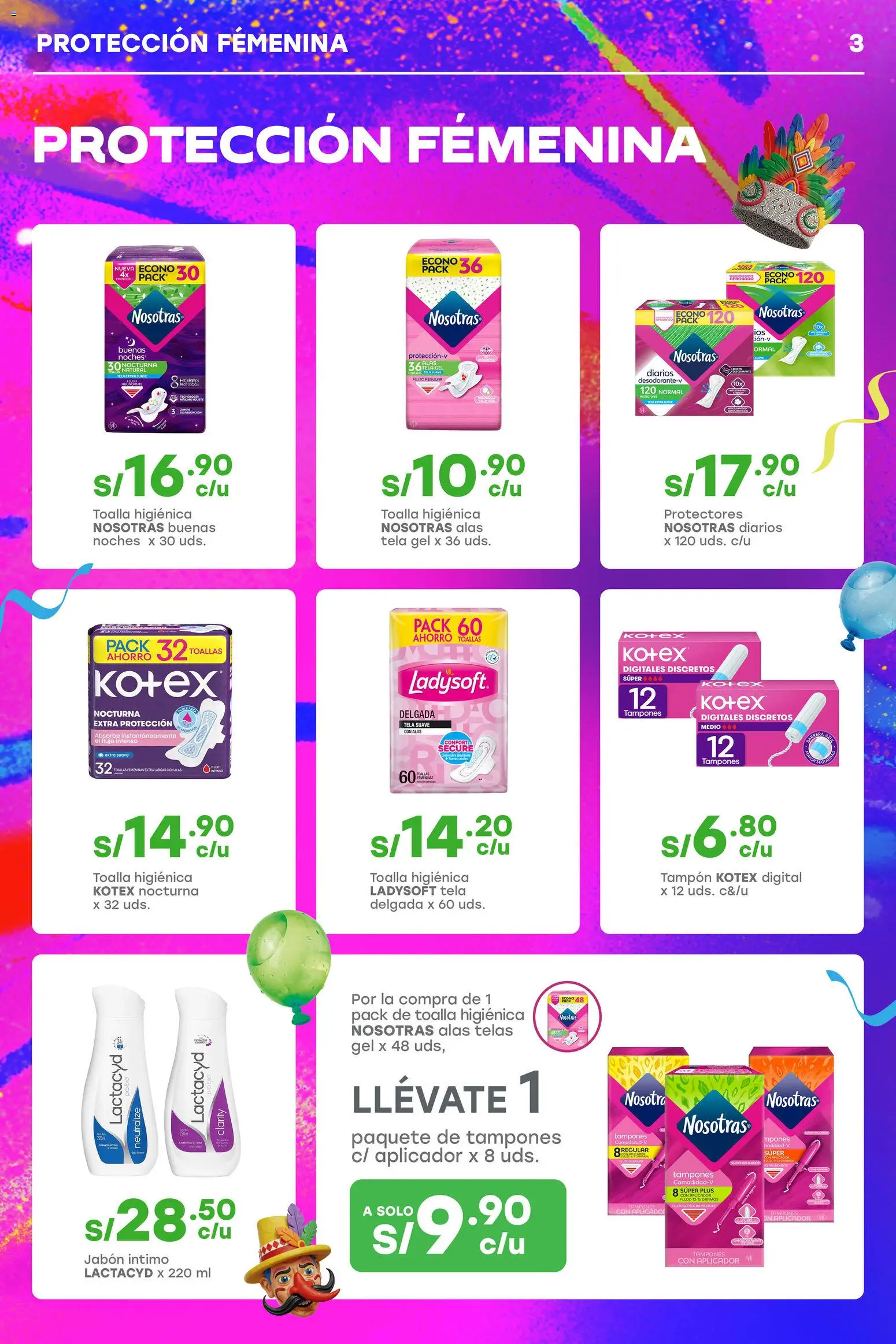 Catálogo Tottus válido desde 18/02/2026 | Página: 3 | Productos: Jabón, Toallas, Tampones, Protectores