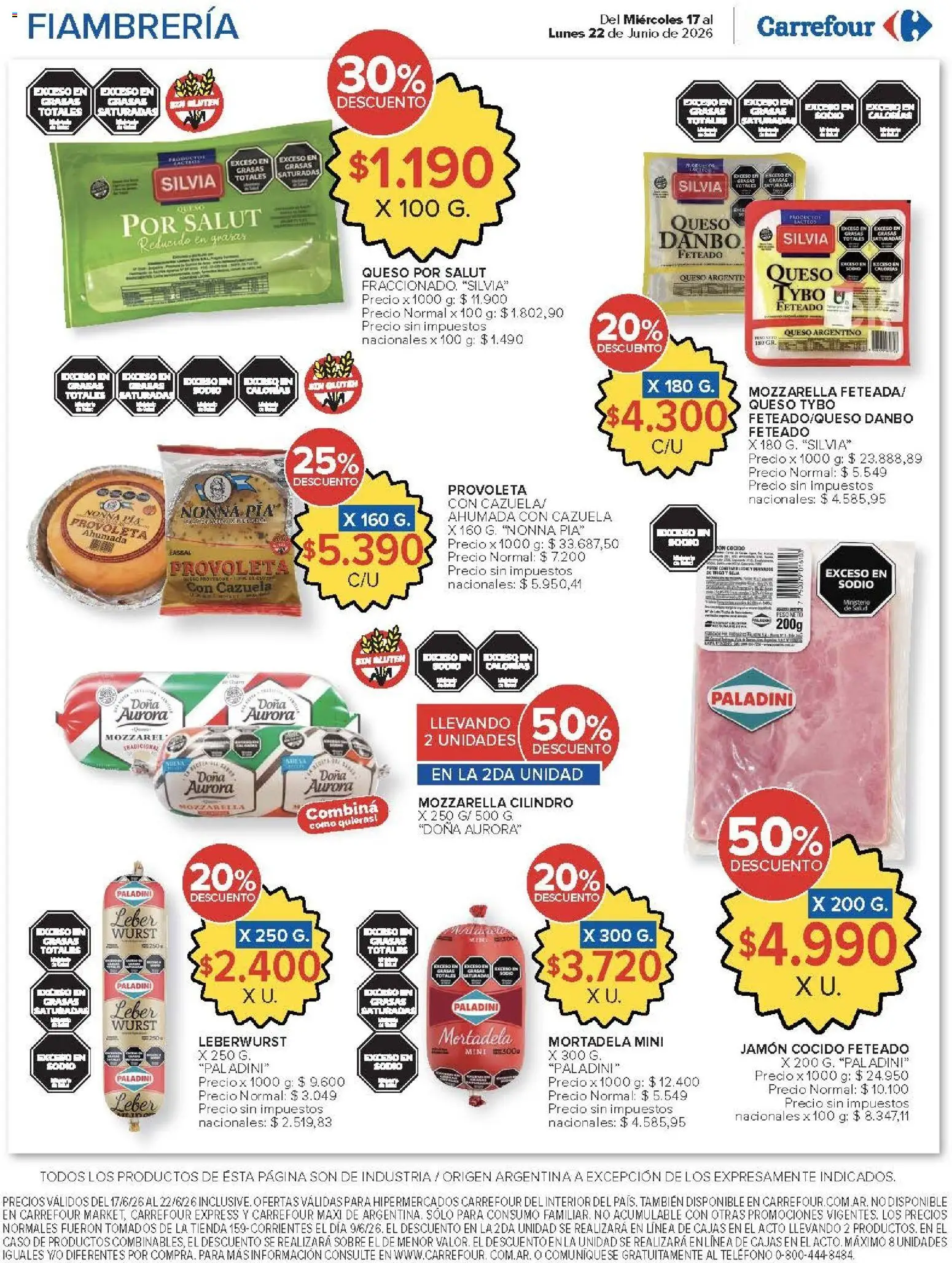 Carrefour - Carrefour Hiper │ válido desde el 17.06.2026 | Página: 13 | Productos: Sobre, Jamón cocido, Mortadela, Queso