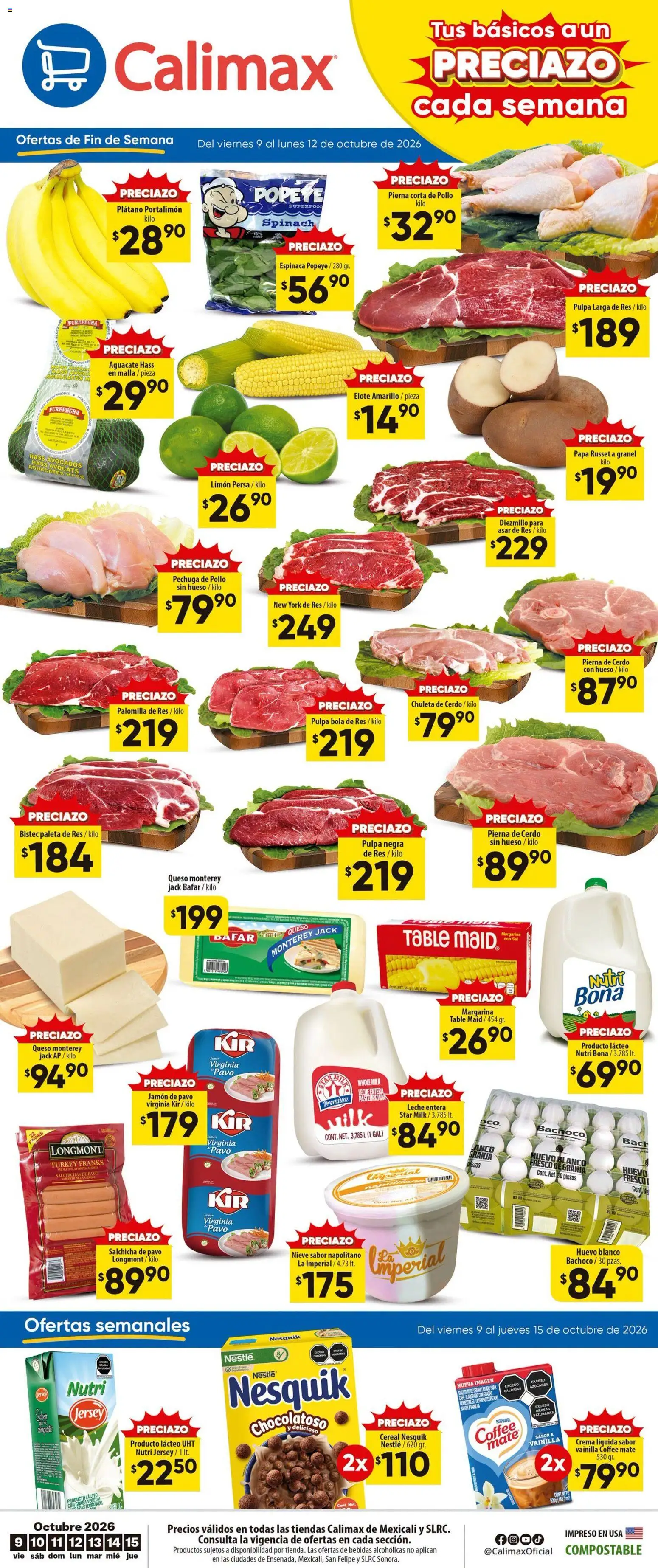 Nuevas ofertas de Calimax válidas en toda la República Mexicana desde el 09/10/2026. ¡Encuentra las mejores ofertas en Calimax folleto Mexicali y SLRC! | Página: 1