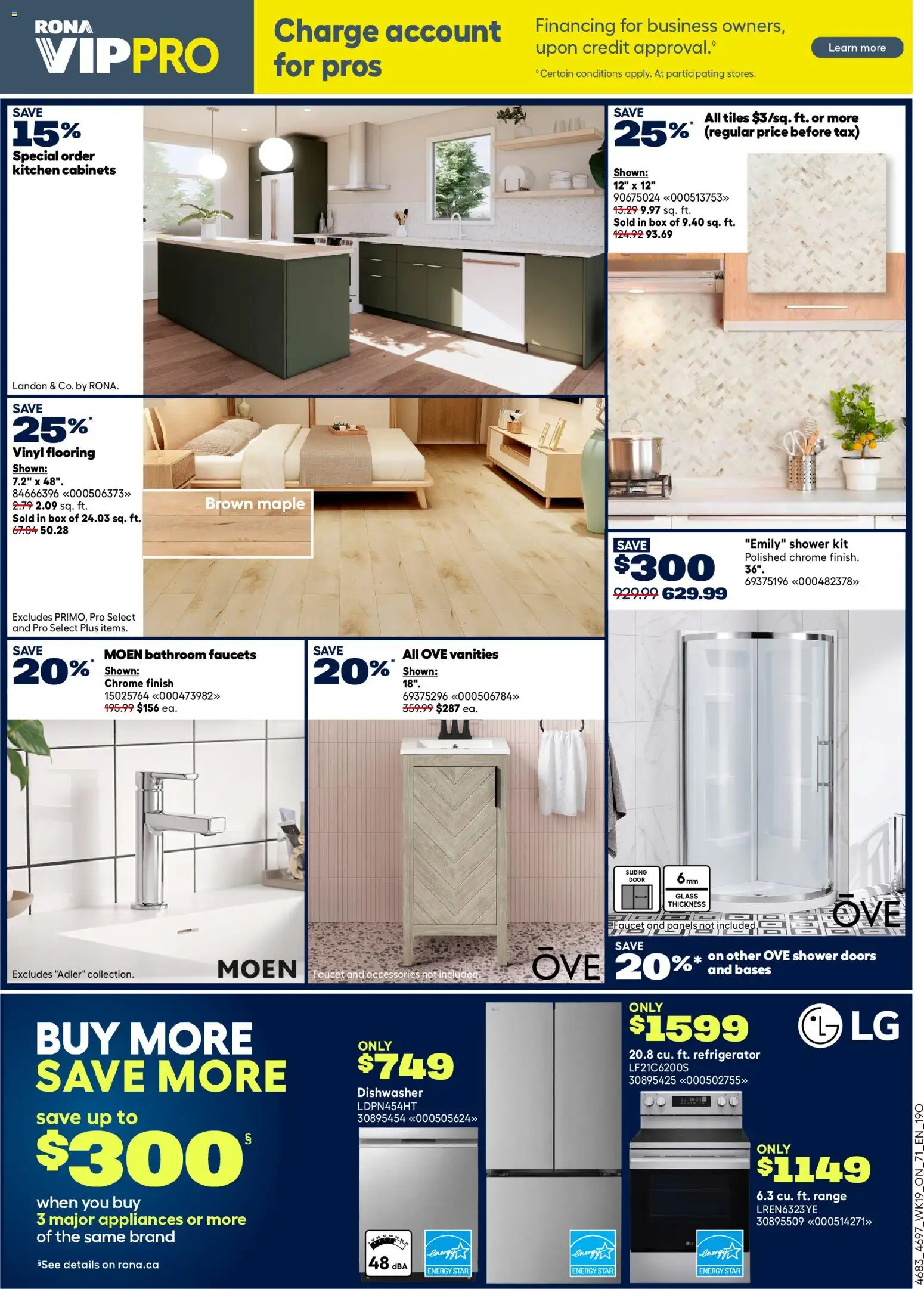 Rona flyer valid from 04.06.2026 | Page: 4 | Products: Refrigerator, Dishwasher, Box, Shower