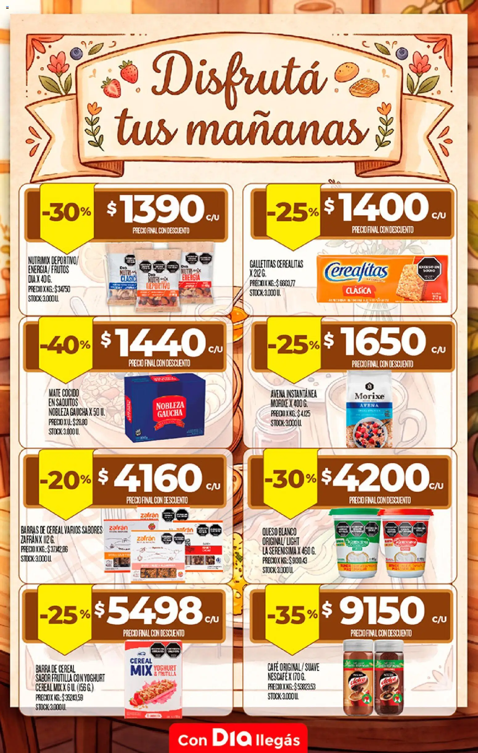 Supermercado DIA Especial Desayuno │ válido desde el 19/08/2026 | Página: 1 | Productos: Galletitas, Frutilla, Café, Mate cocido
