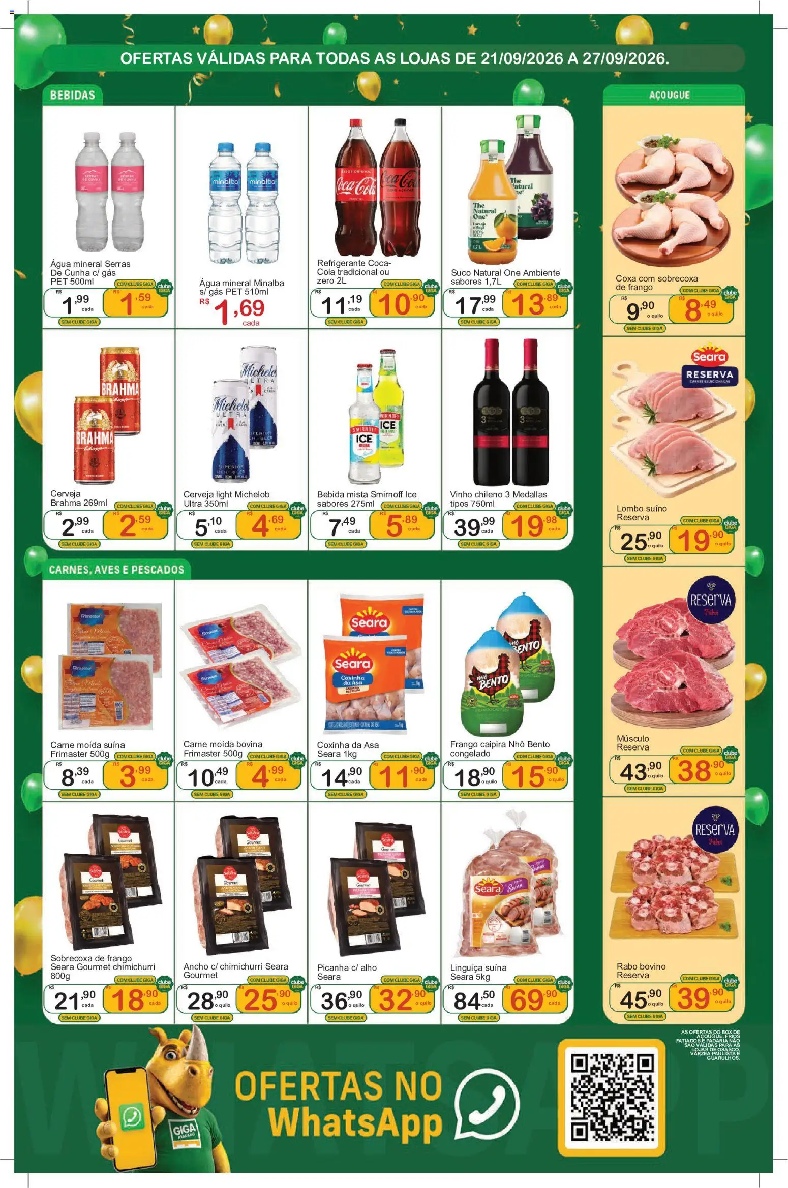 GIGA Atacado Folheto - válido de 20/09/2026 | Página: 2 | Produtos: Sobrecoxa de frango, Carne moída bovina, Suco, Vinho