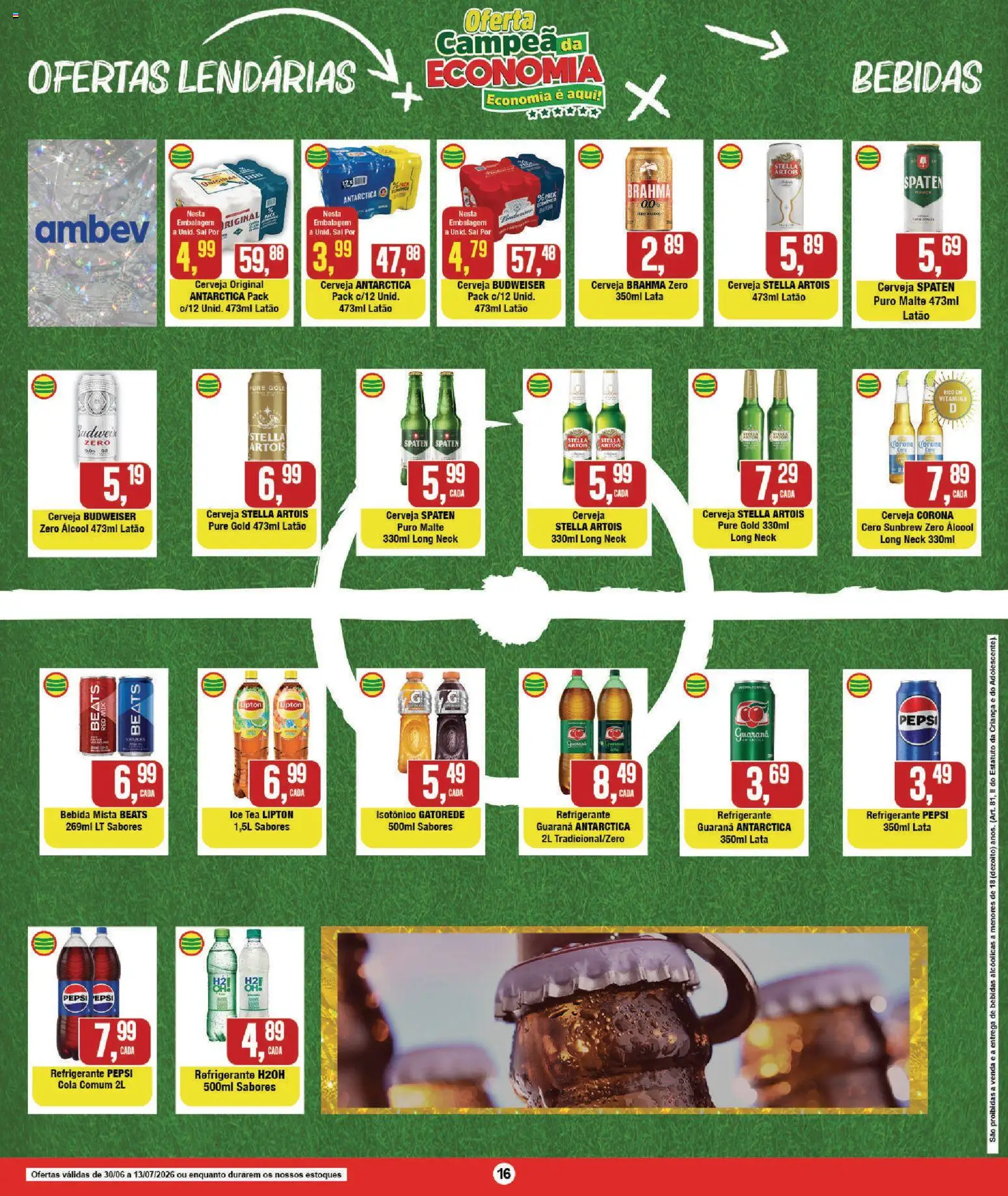 RedEconomia Folheto - válido de 13/07/2026 | Página: 16 | Produtos: Guaraná, Ice tea, Cola, Isotônico
