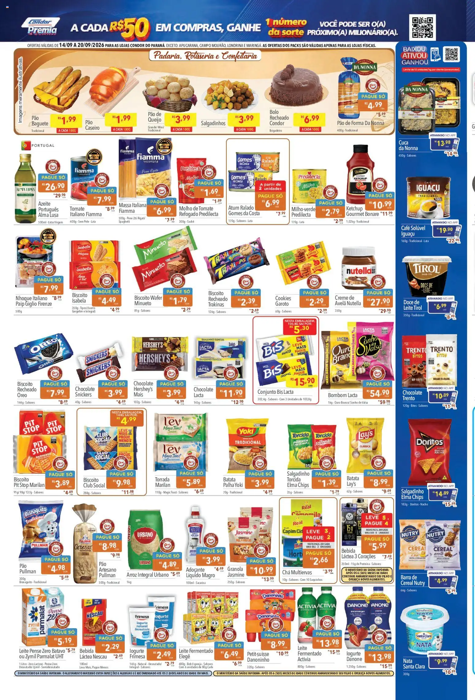 Supermercados Condor Folheto - válido de 14/09/2026 | Página: 2 | Produtos: Tomate, Adoçante, Granola, Bombom
