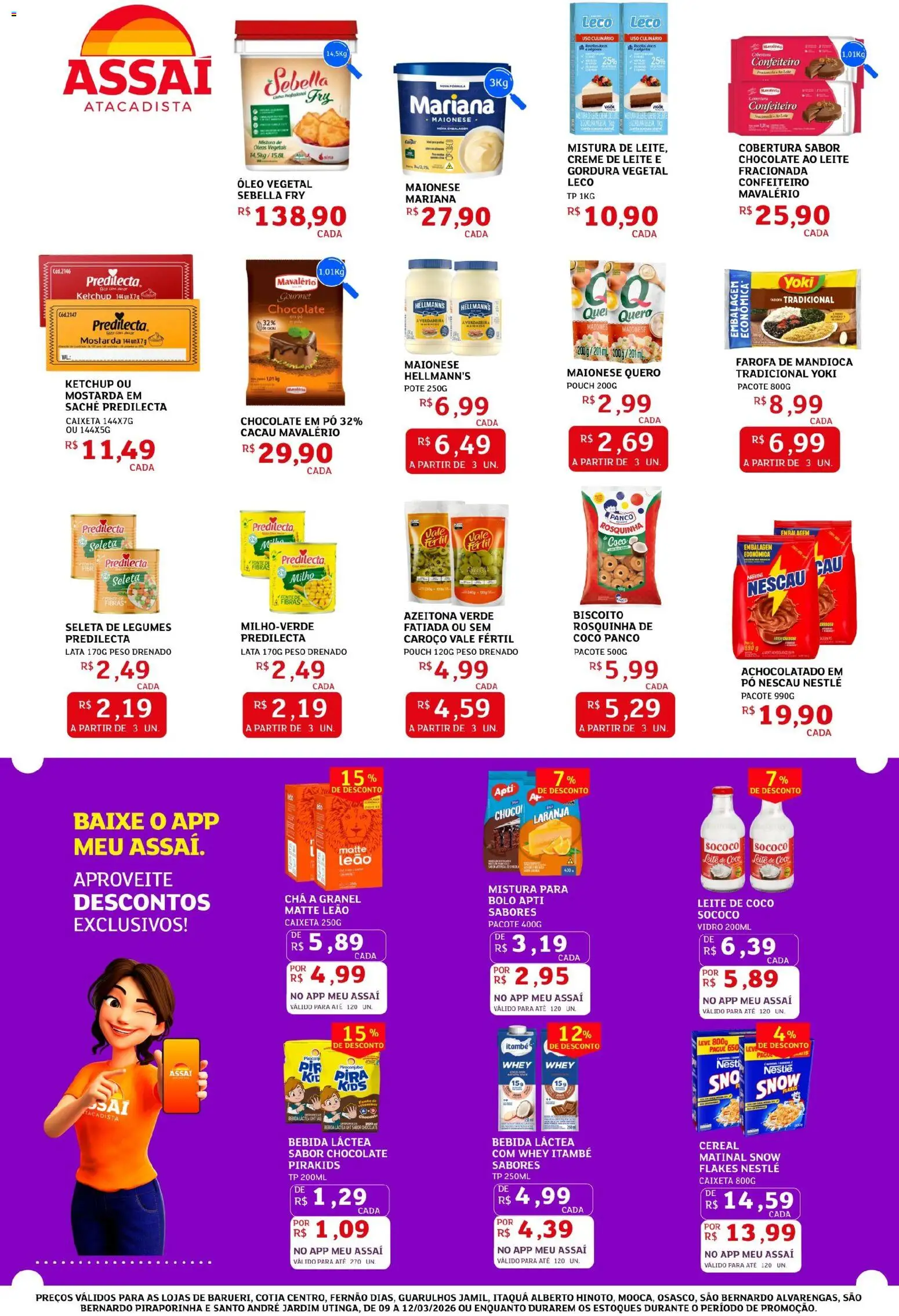 Assaí Atacadista Folheto - válido de 09.03.2026 | Página: 2 | Produtos: Mandioca, Chá, Rosquinha, Leite de coco