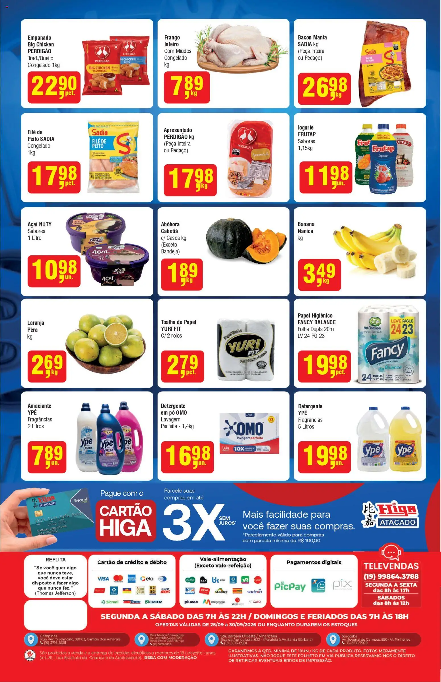 Higa Atacado Folheto - válido de 25/09/2026 | Página: 2 | Produtos: Bebidas, Frango, Papel higiênico, Amaciante