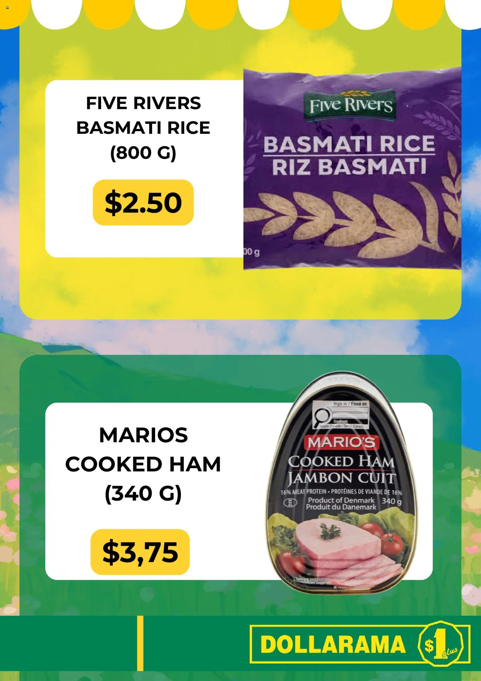 Dollarama flyer valid from Aug 21, 2026 | Page: 3 | Products: Rice, Basmati rice, Ham, Protein