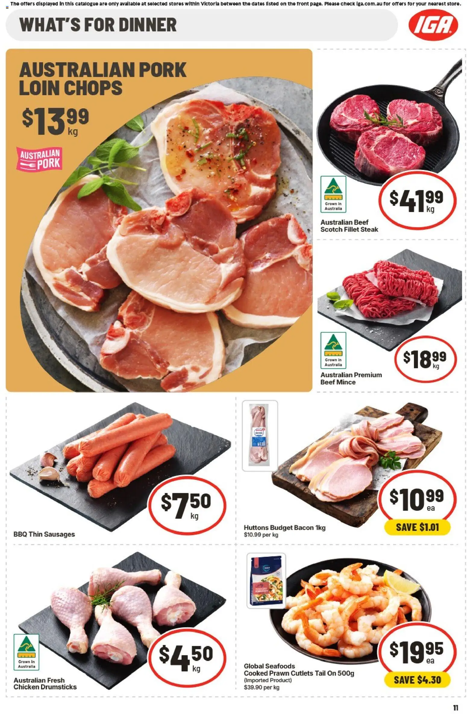 IGA catalogue - valid from 16/09/2026 | Page: 12 | Products: Pork loin, Bacon, Chicken drumsticks, Beef