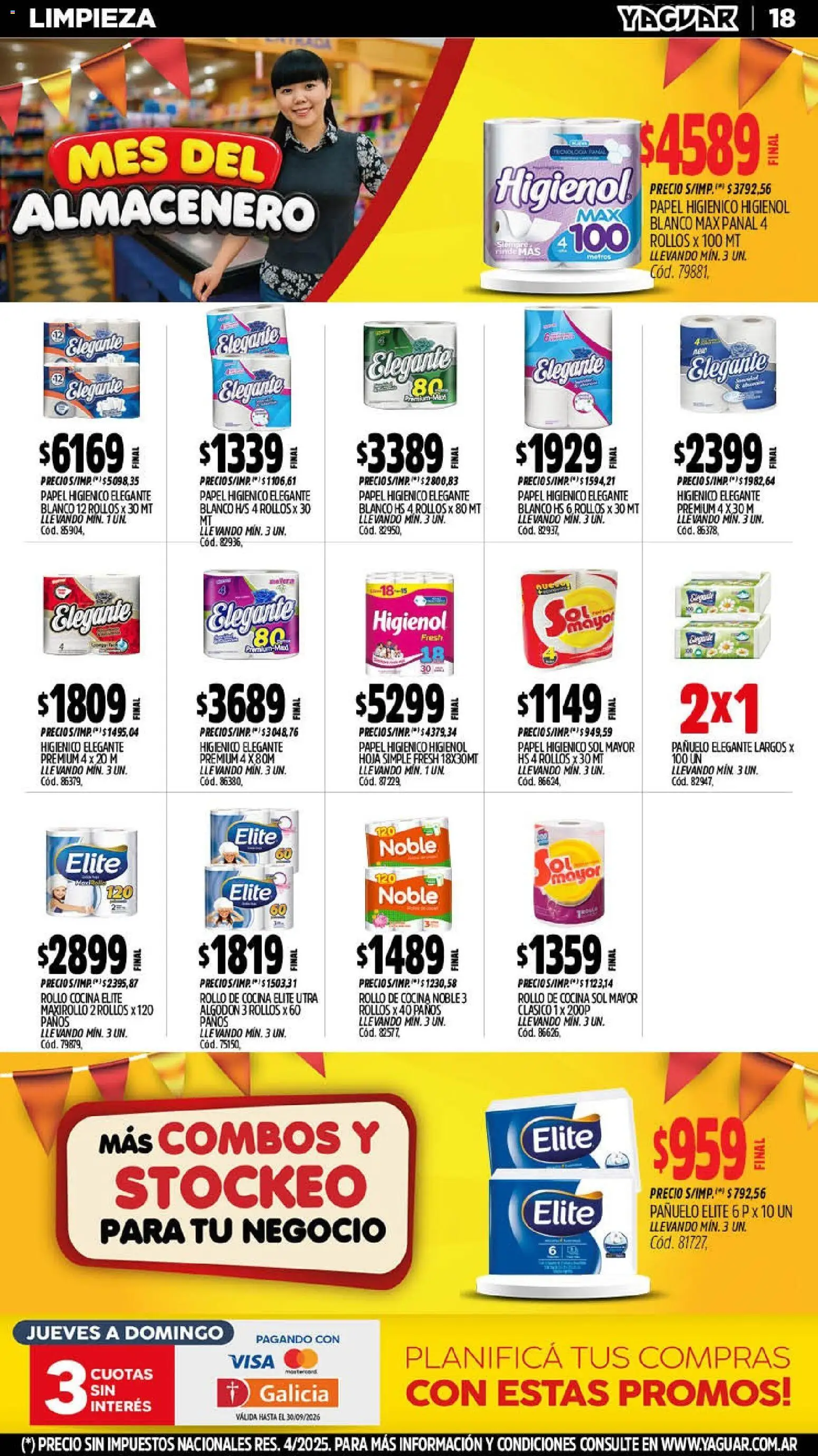 Yaguar - Oferta Semanal Jujuy │ válido desde el 07/09/2026 | Página: 17 | Productos: Papel higiénico, Algodón, Pañuelo, Cocina