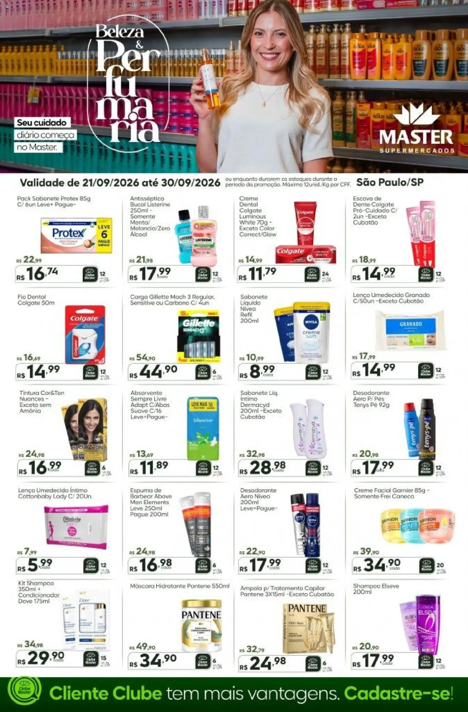 Master Folheto - válido de 21/09/2026 | Página: 1 | Produtos: Condicionador, Desodorante, Sabonete, Lenço umedecido