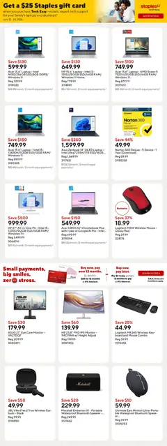 Preview of Staples weekly flyer / circulaire from shop Staples valid from 12.06.2026 | Page: 8 | Products: Monitor, PC, Mouse, Speaker