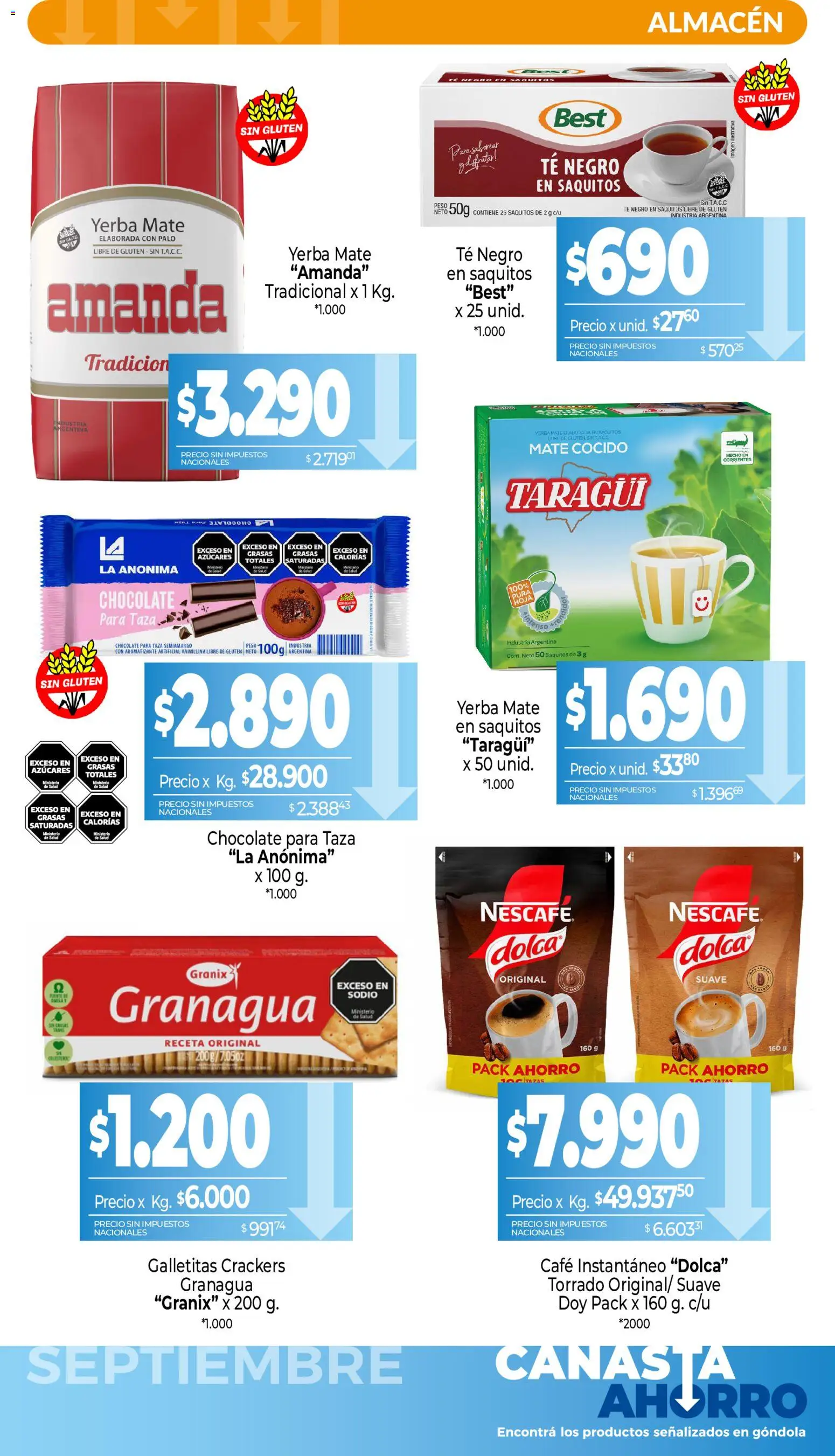 La Anonima - Canasta Ahorro │ válido desde el 01/09/2026 | Página: 5 | Productos: Galletitas, Yerba, Té, Mate cocido