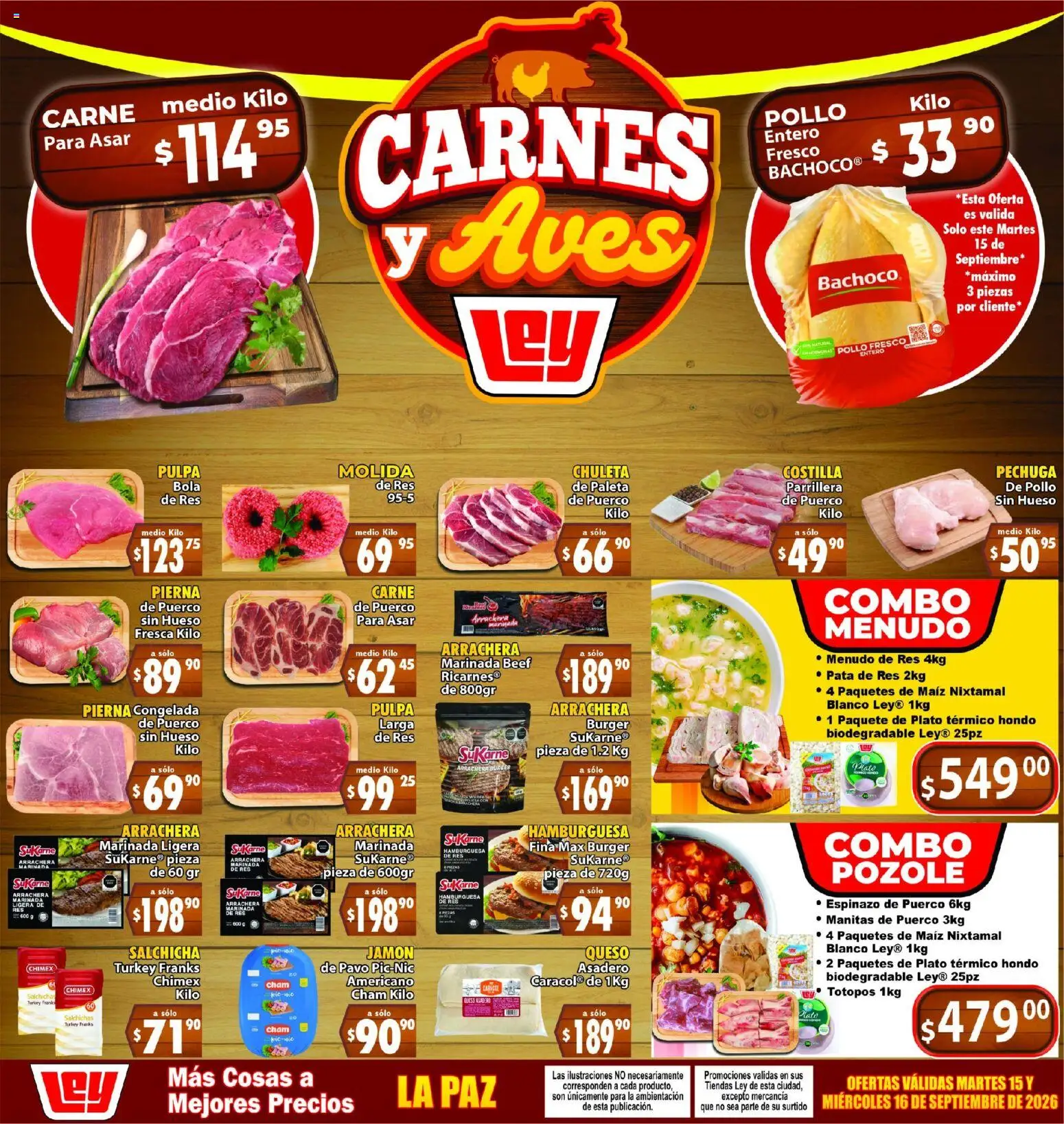 Nuevas ofertas de Casa Ley válidas en toda la República Mexicana desde el 15/09/2026. ¡Encuentra las mejores ofertas en Casa Ley folleto Carnes y Aves! | Página: 1 | Productos: Queso, Queso blanco, Jamón, Res